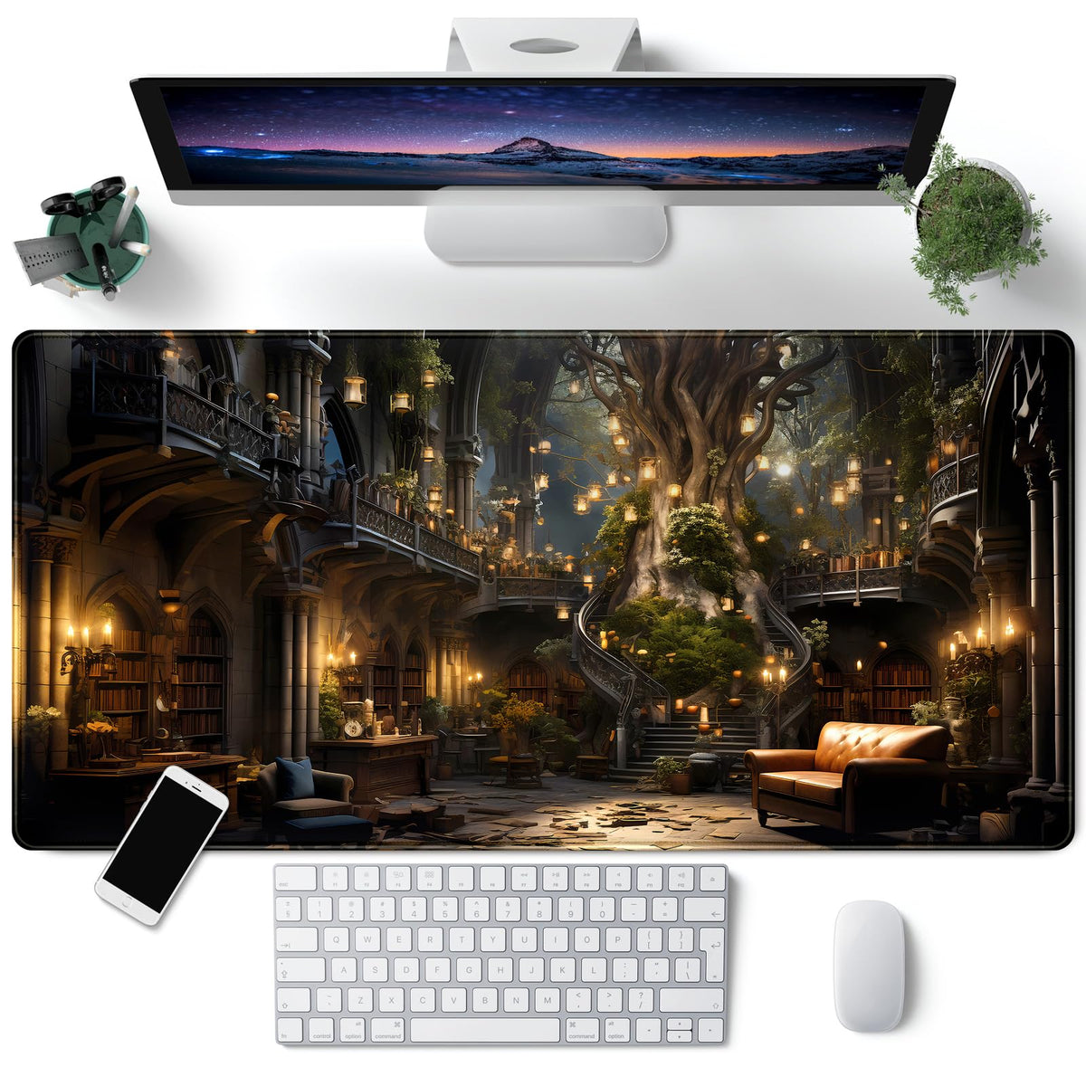 Vintage Aesthetic Desk Mat Adventure Extended Mouse Pad Large Gaming Mousepad XXL Dark Academia