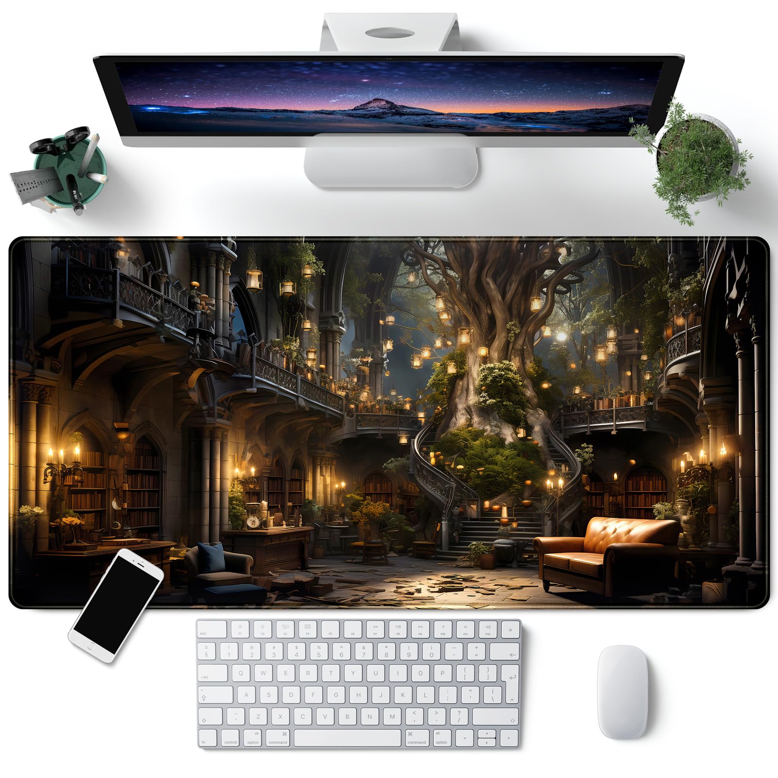 Vintage Aesthetic Desk Mat Adventure Extended Mouse Pad Large Gaming Mousepad XXL Dark Academia