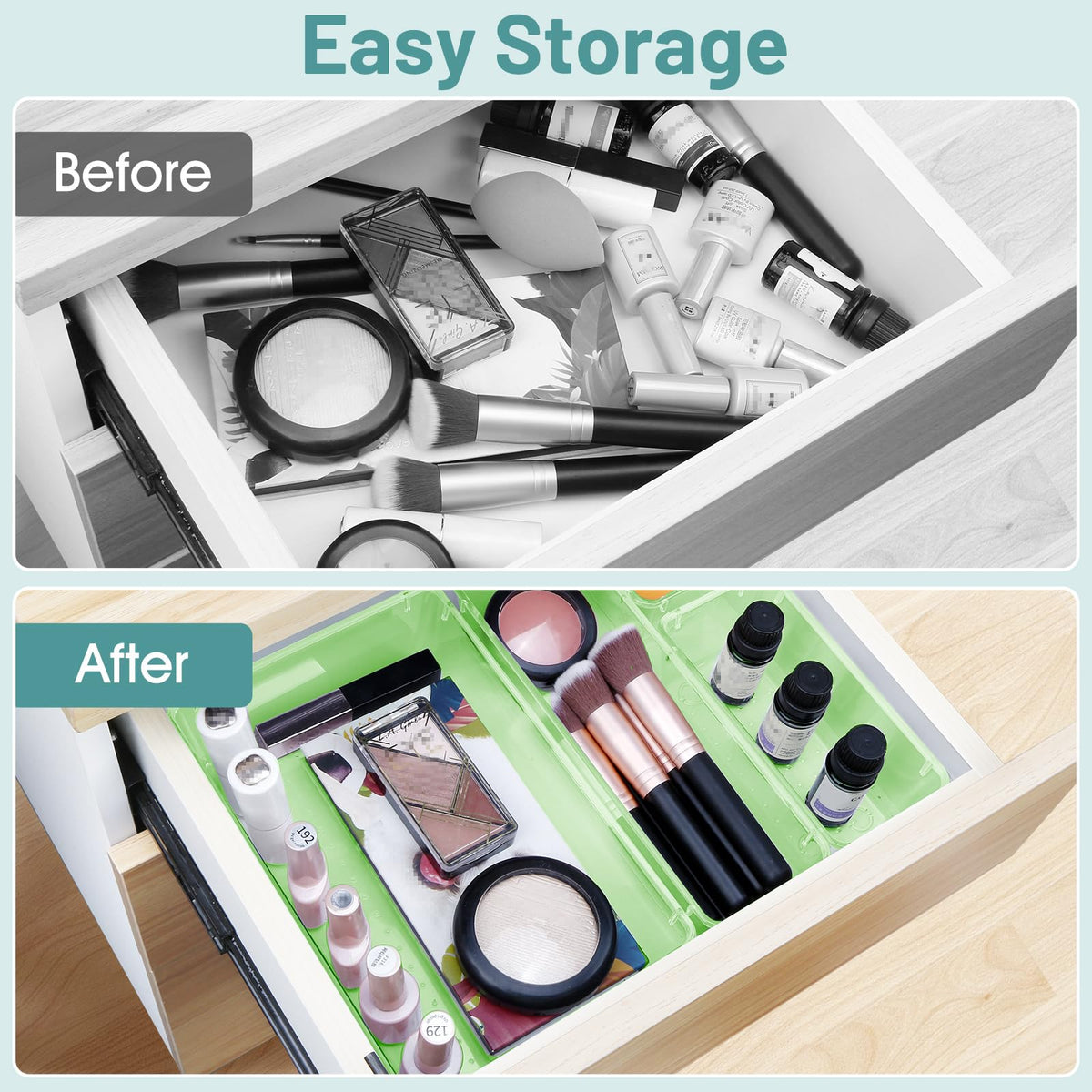 25 PCS Plastic Drawer Organizer Set, Makeup Organizers and Storage Bins