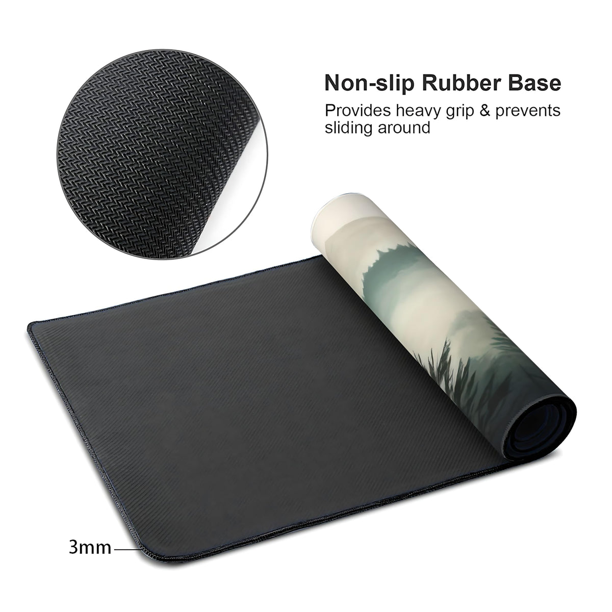 Misty Forest Large Mouse Pad,Gaming Keyboard Desk Pad,Extended Mouse Mat Non-Slip Rubber Base with