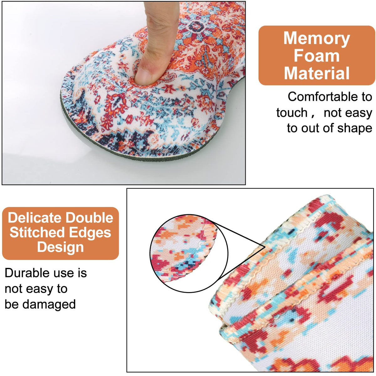 iLeadon Keyboard Mouse Pad Set, Large Boho Desk Mat with Wrist Rest