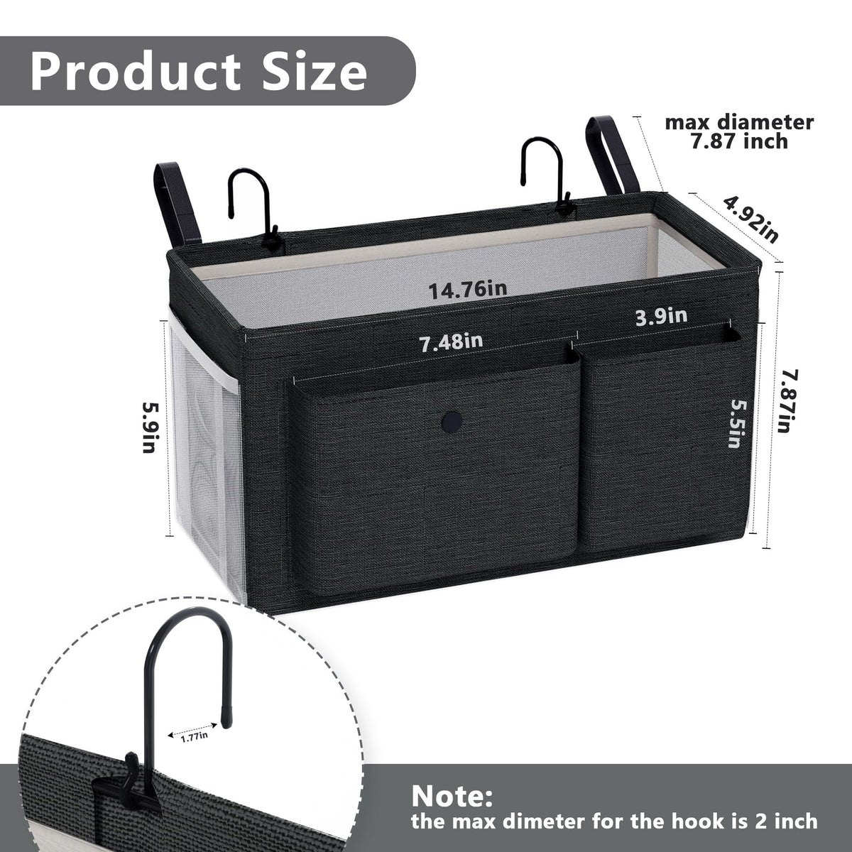 Bedside Caddy Bedside Storage Hanging Organizer for Bunk Dorm Bed Rail