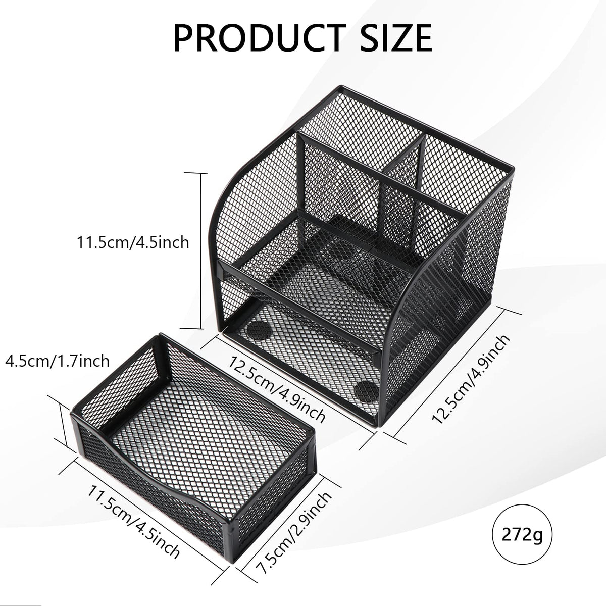 Vinabo Office Storage, Metal Mesh Desk Organizer, Desk Pencil Holder with 4 Sorting Compartments