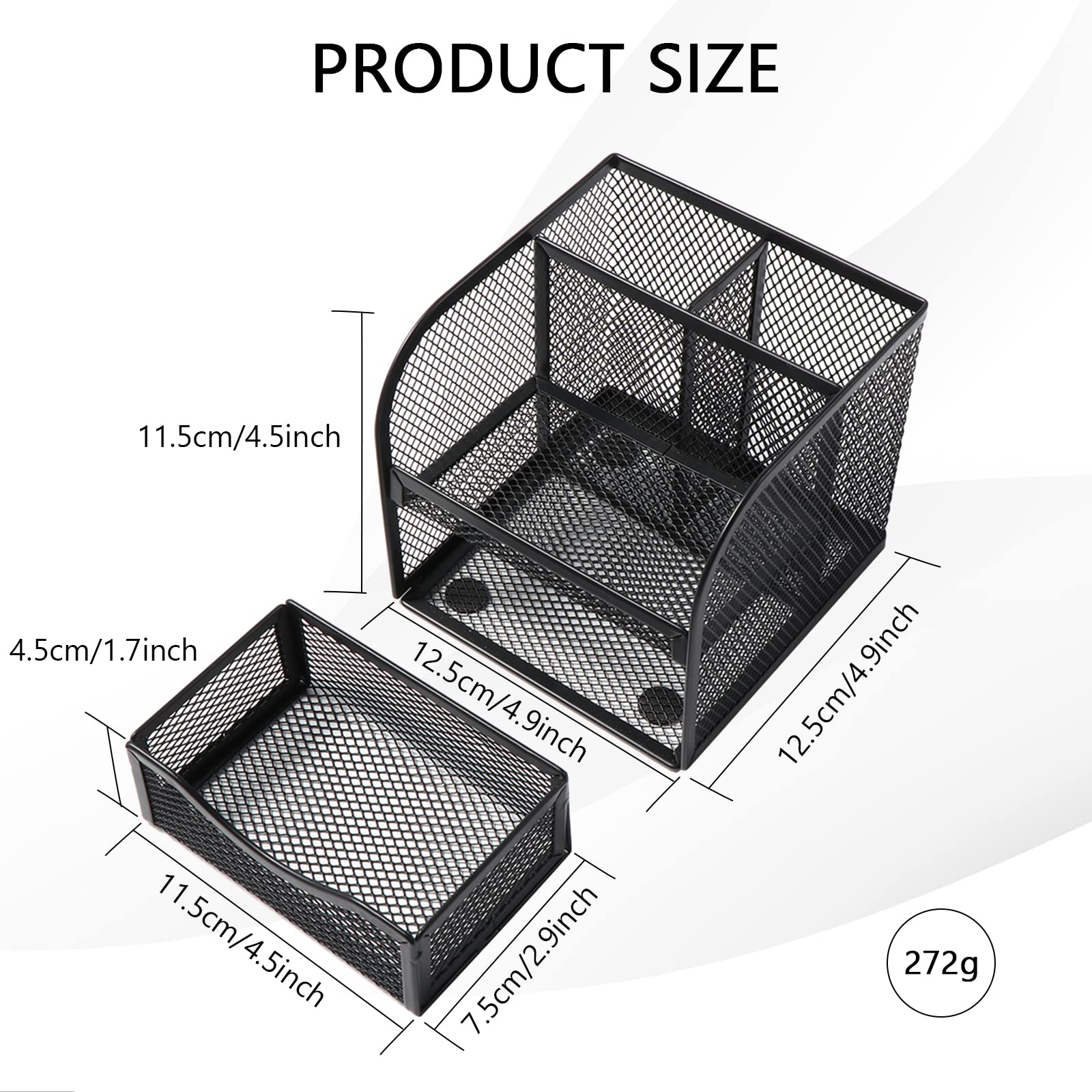 Vinabo Office Storage, Metal Mesh Desk Organizer, Desk Pencil Holder with 4 Sorting Compartments