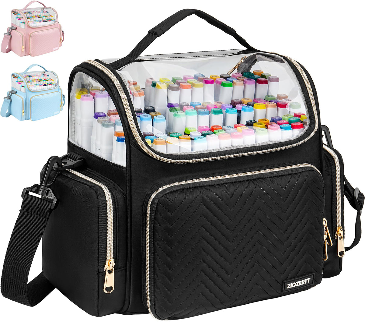 ZIOZERTT Marker Organizer Case for 200+ Markers,Travel Marker Storage Bag with Dividers,Marker