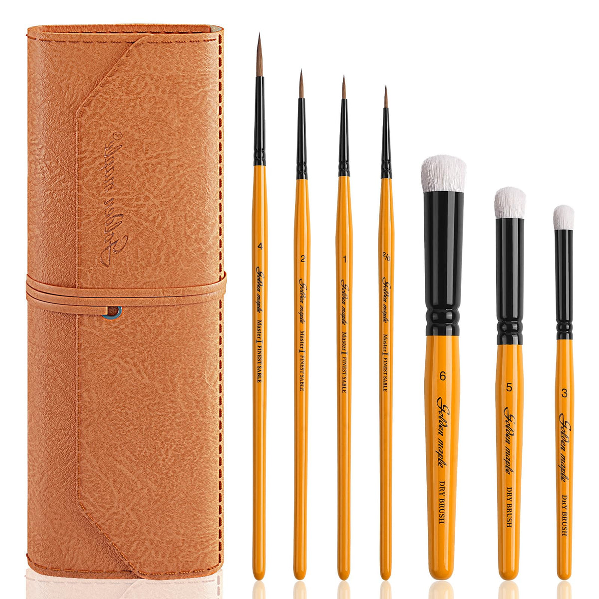 Golden Maple Kolinsky Sable Brushes,7PCS Miniature Paint Brushes Set with DryBrushes #3,5,6 for