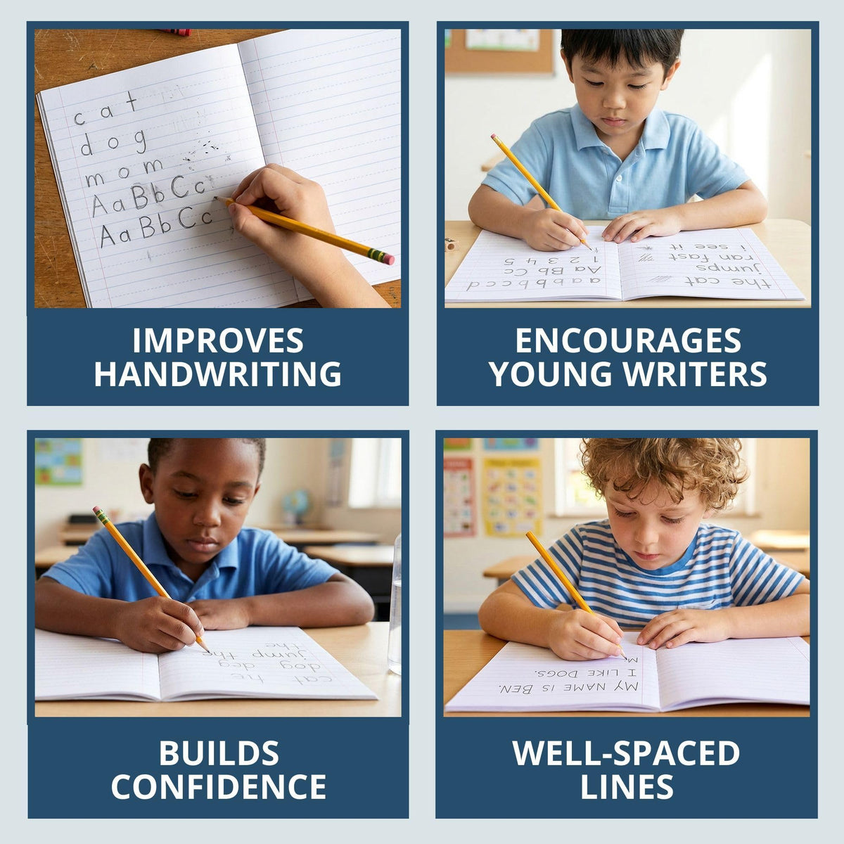 Roaring Spring Composition Notebooks, 5-Pack, Grade 2 Ruled, 50 Sheets 15# White Paper