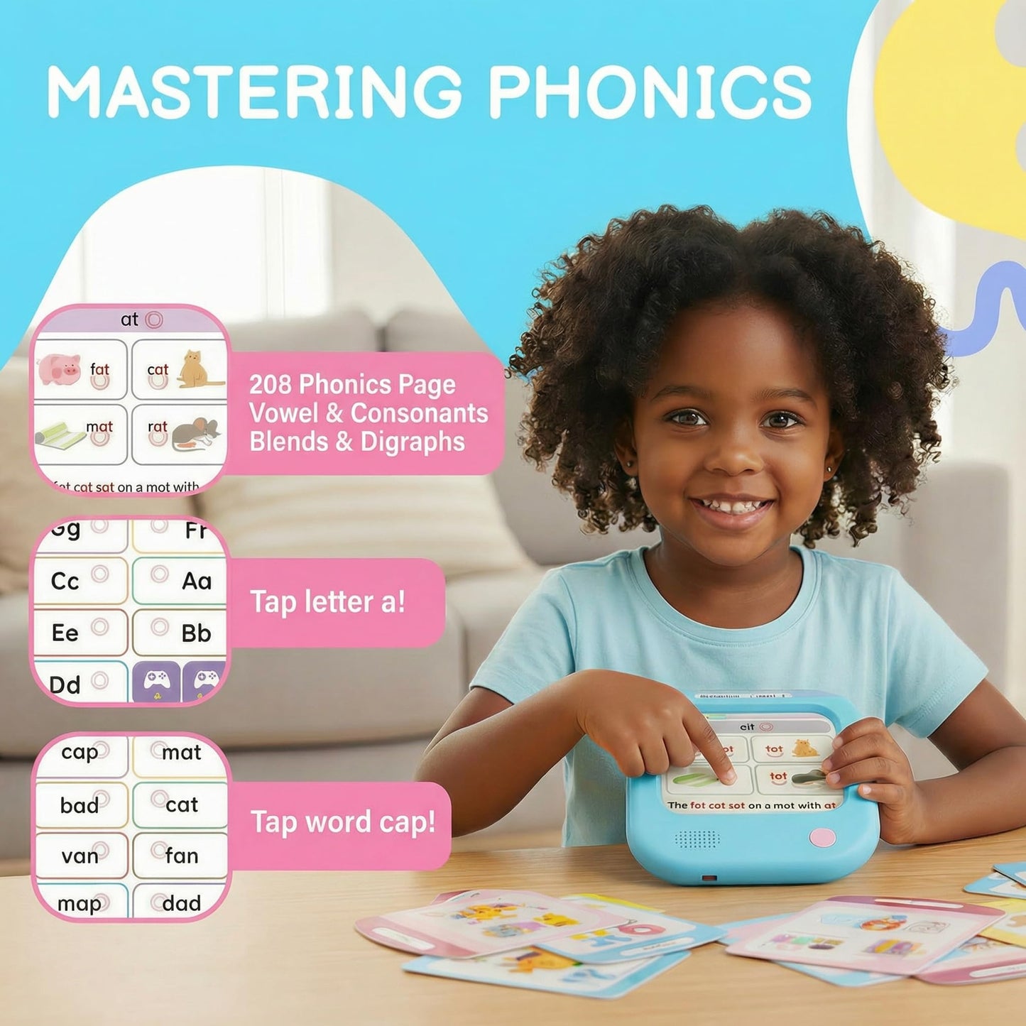 QuTZ Talking Flash Cards, Phonics Flash Cards, Learn to Read with 246 Pages, 29+ Themes, 1200+