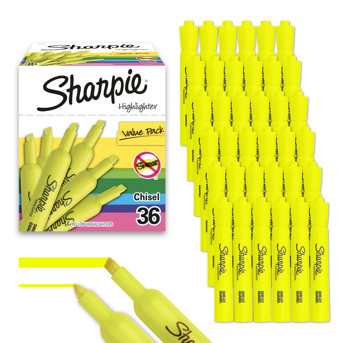 Sharpie Tank Highlighters, Chisel Tip, Yellow Highlighters, Essential Office & School Supplies
