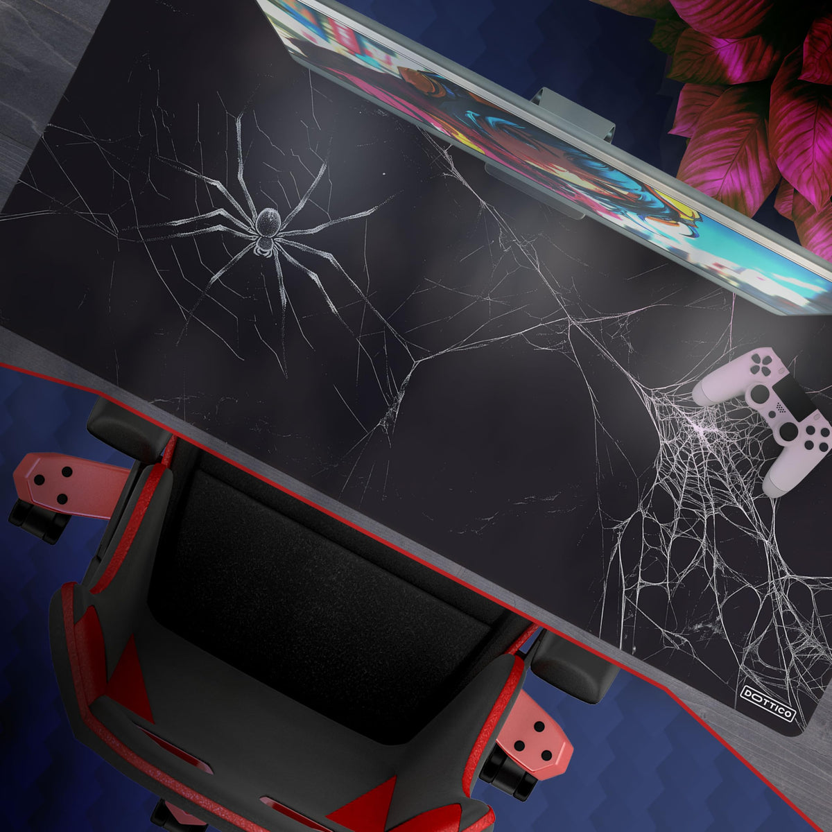 DOTTICO XXL Spider Web Gaming Mouse Pad for Desk - Large Desk Mat for Keyboard and Mouse - PC Mouse