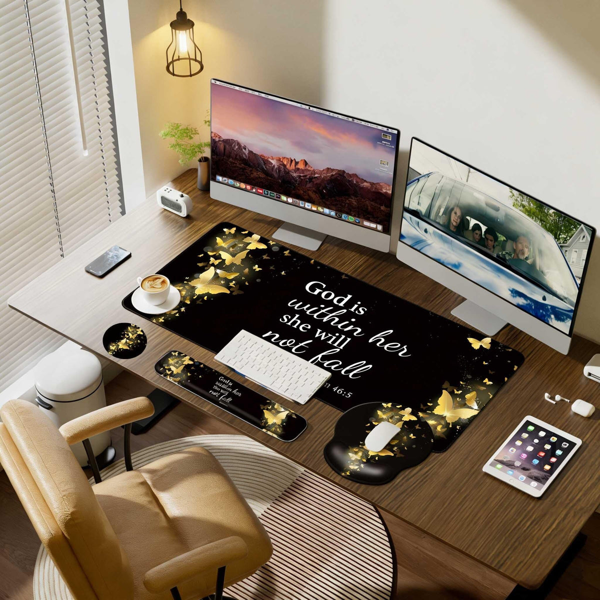 VINEBURY Desk Mat Set Keyboard and Mouse Pad with Wrist Rest Support