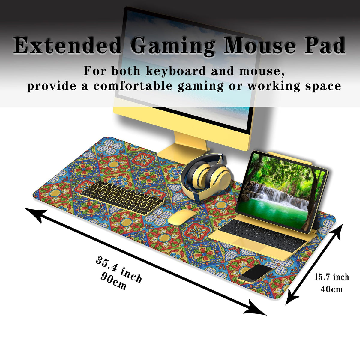 Samgula Extra Large Mouse Pads Gold Pad for Mouse Gaming Mousepad Computer Mat Large Mouse Mat