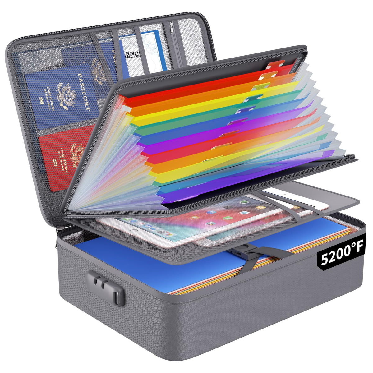 ENGPOW Fireproof File Organizer Bag with 13 Pockets Accordion File Folder