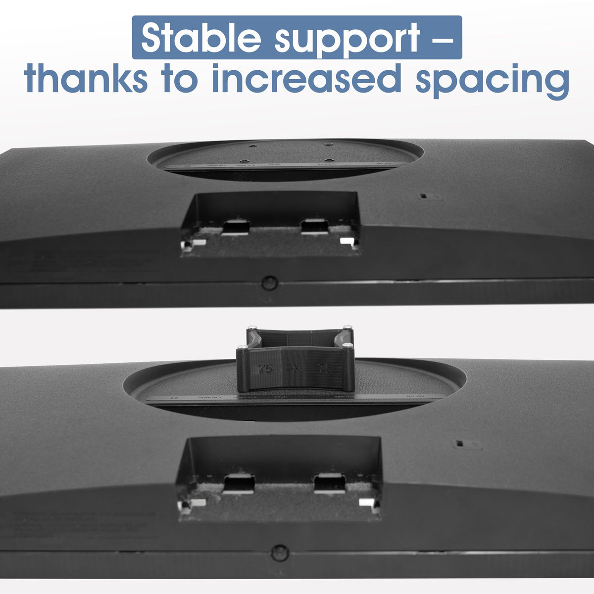 3IDEE Universal VESA Spacer - 30mm Distance - Monitor Mount Adapter 75x75 mm - Compatible with Many