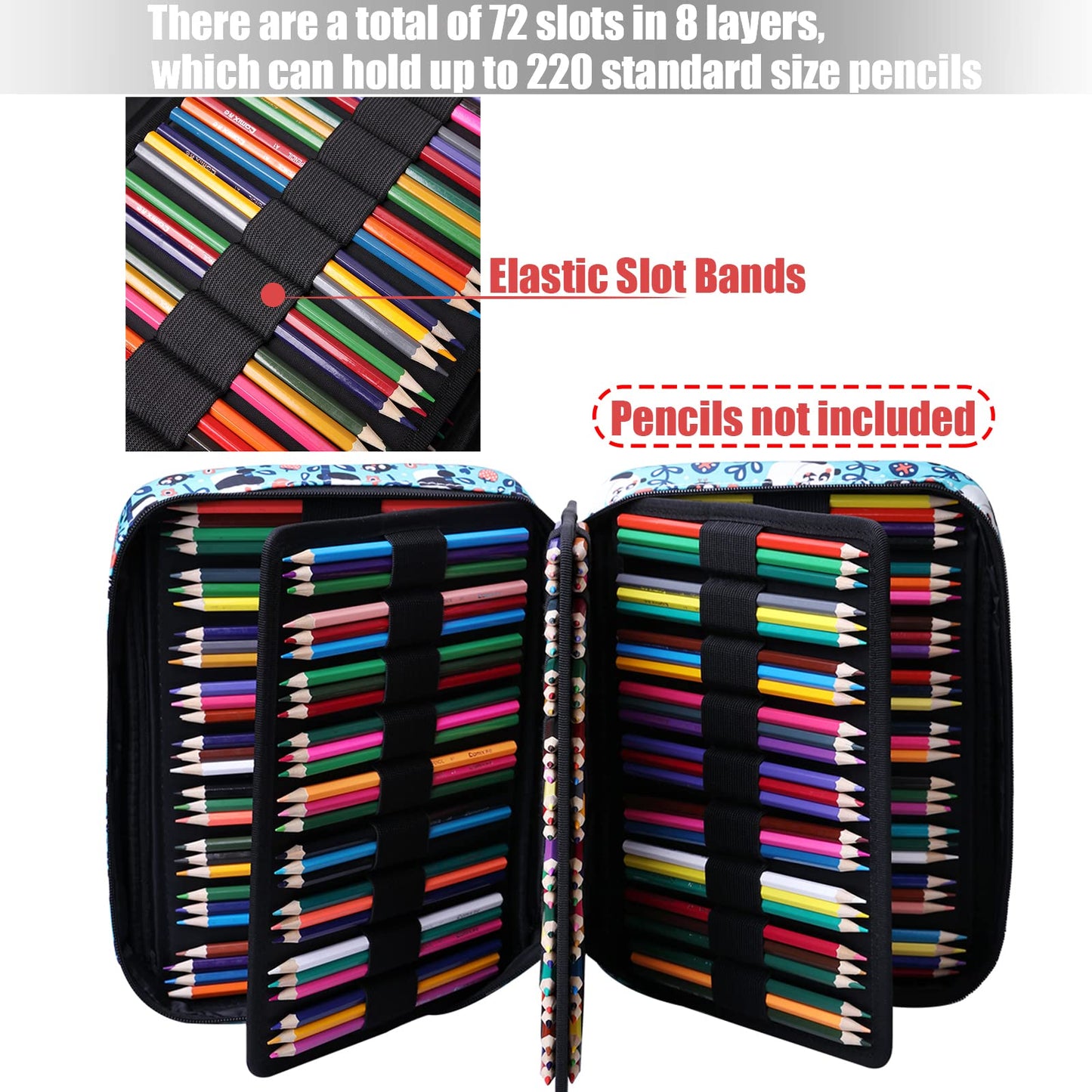 AYVANBER Colored Pencil Case 220 Slots Gel Pens Holder Waterproof Organizer Bag Portable Artist