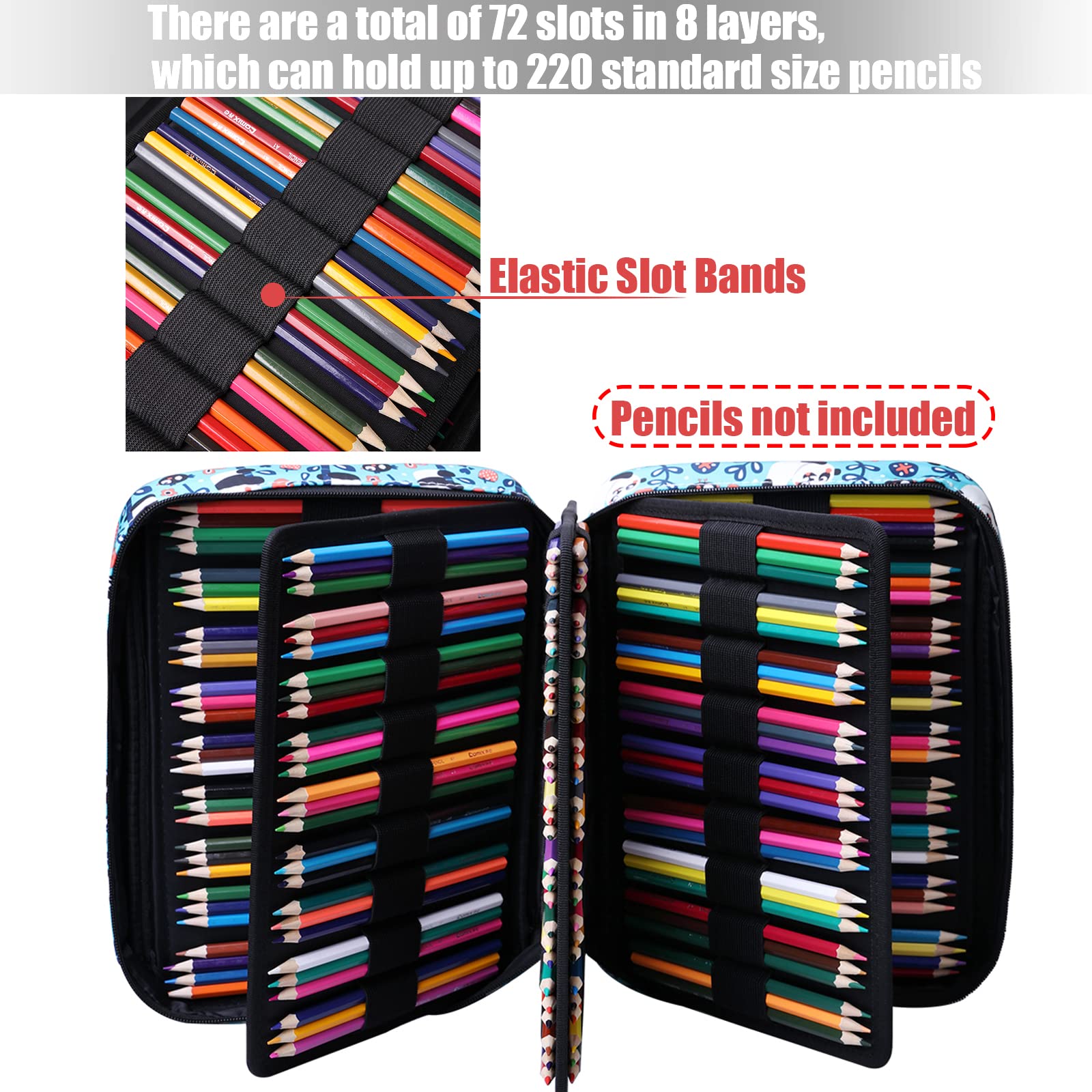 AYVANBER Colored Pencil Case 220 Slots Gel Pens Holder Waterproof Organizer Bag Portable Artist