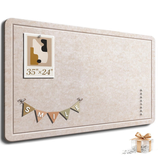 Large Bulletin Board, 35 X 24 Inches Felt Cork Board with 40 Pushpins, Foldable Felt Notice Pin