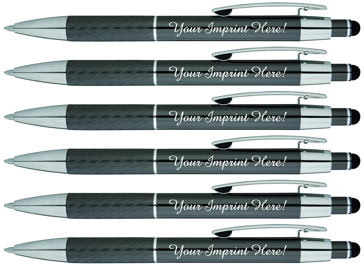 Customized Pens with Stylus - The Prestige Metal Pen - Custom Printed Name Pens with Black Ink