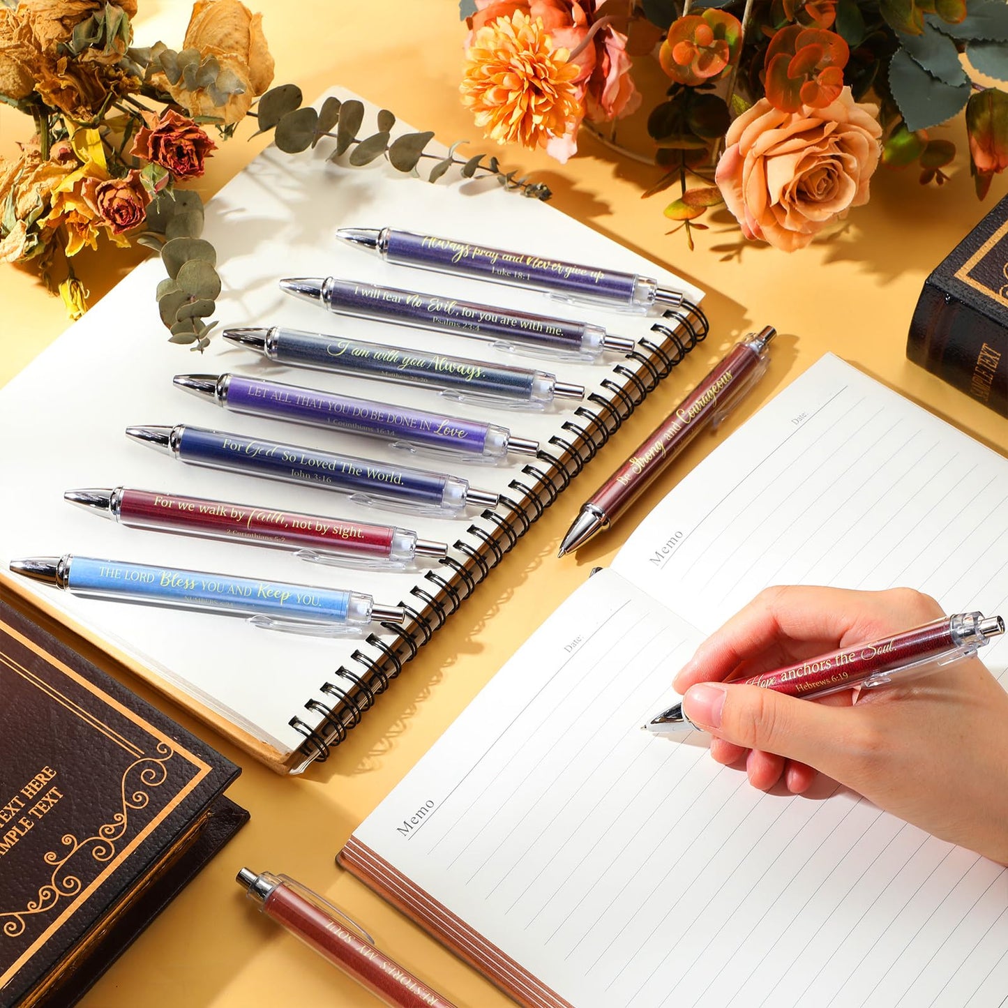 Qeeenar 50 Pcs Bible Verse Pens Christian Gift,Morandi