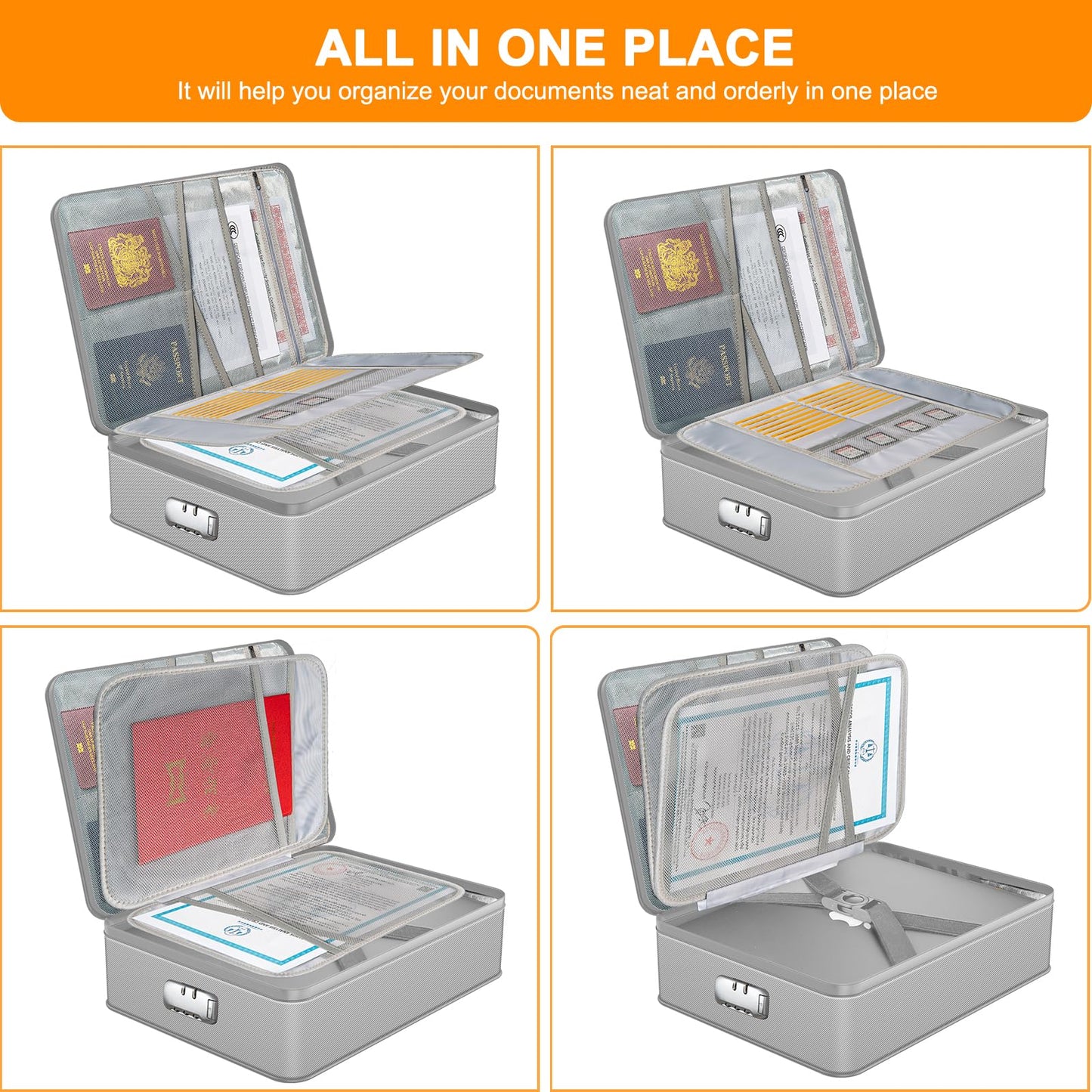 Noiposi 5200℉ Fireproof Document Box with Lock 8 Layers Water Resistant