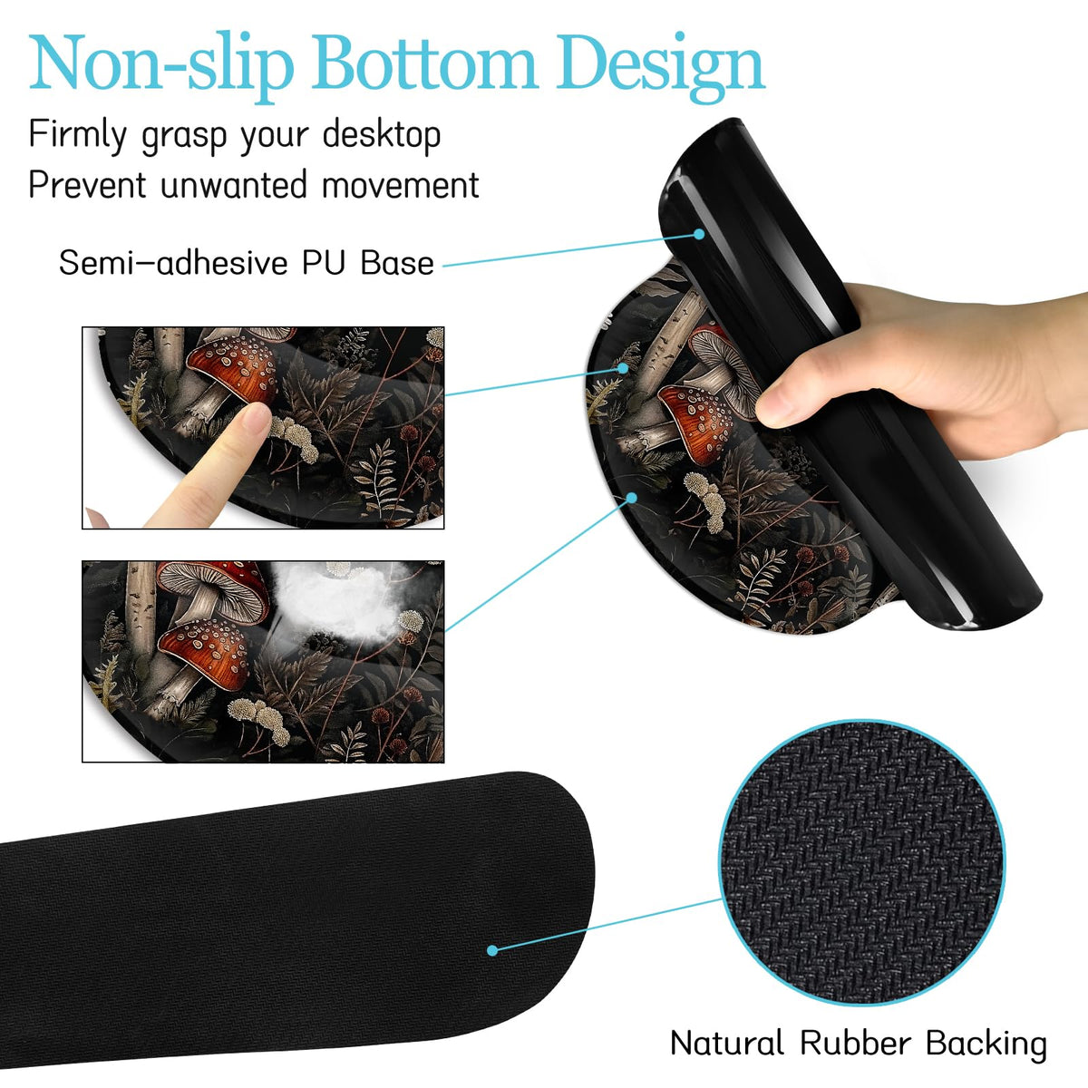 LIMKRIAN Mushroom Mouse Pad Set Large Desk Matt for Desktop Fall Decor