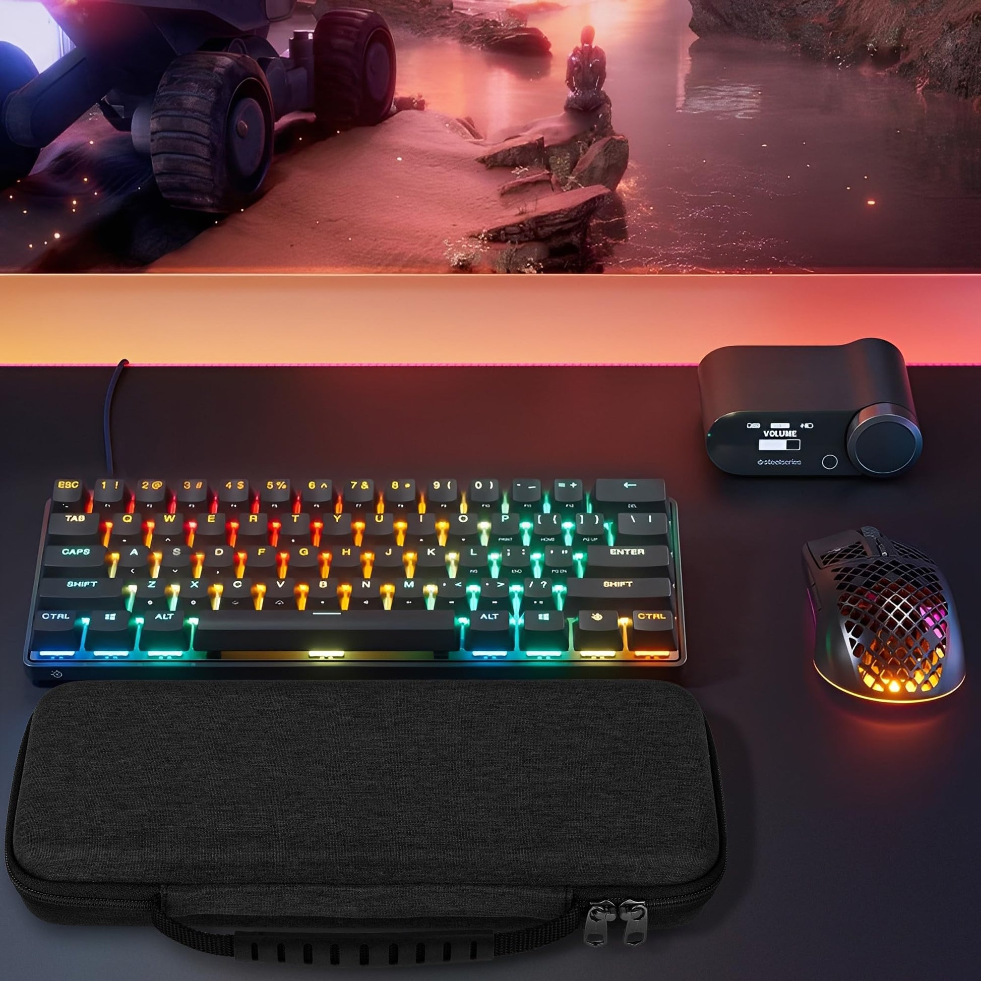 GEEKRIA 60% Compact Keyboard Case, Hard Shell Travel Carrying Bag for 61 Keys Computer Keyboard