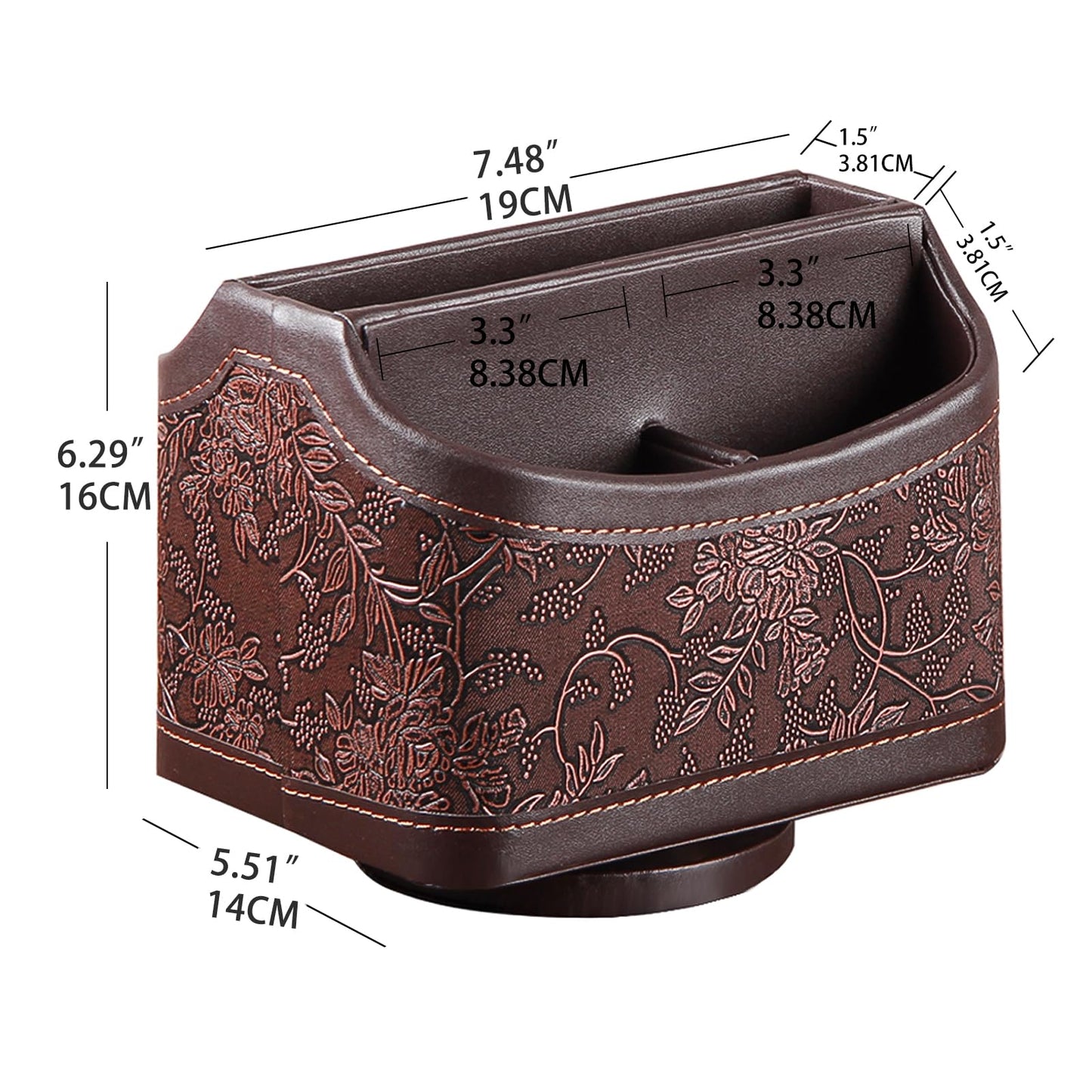 PU Leather 360° Rotatable Remote Control Holder,Nightstand TV Remote Caddy