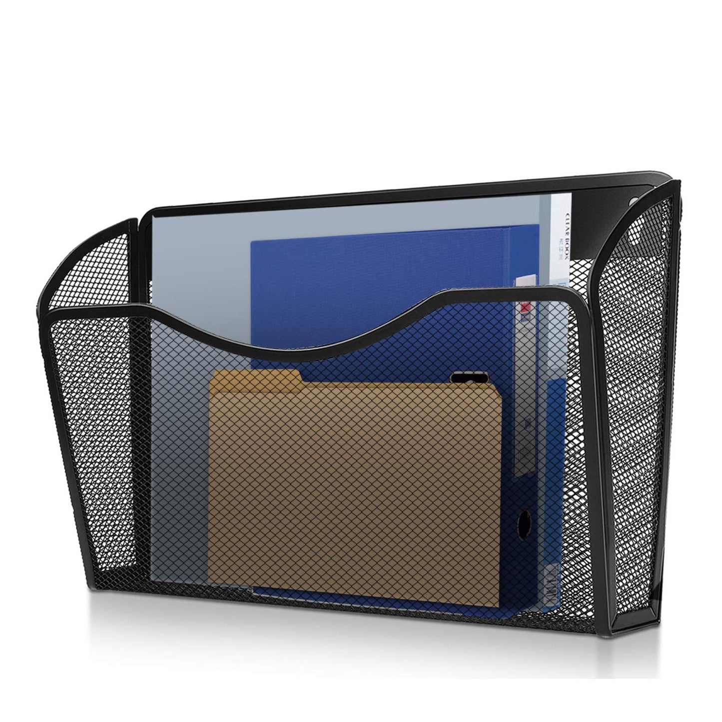 Flexzion Wall Folder File Letter Pocket Holder (6 Pack) Metal Mesh Desk Hanging Basket Box Bin Mail