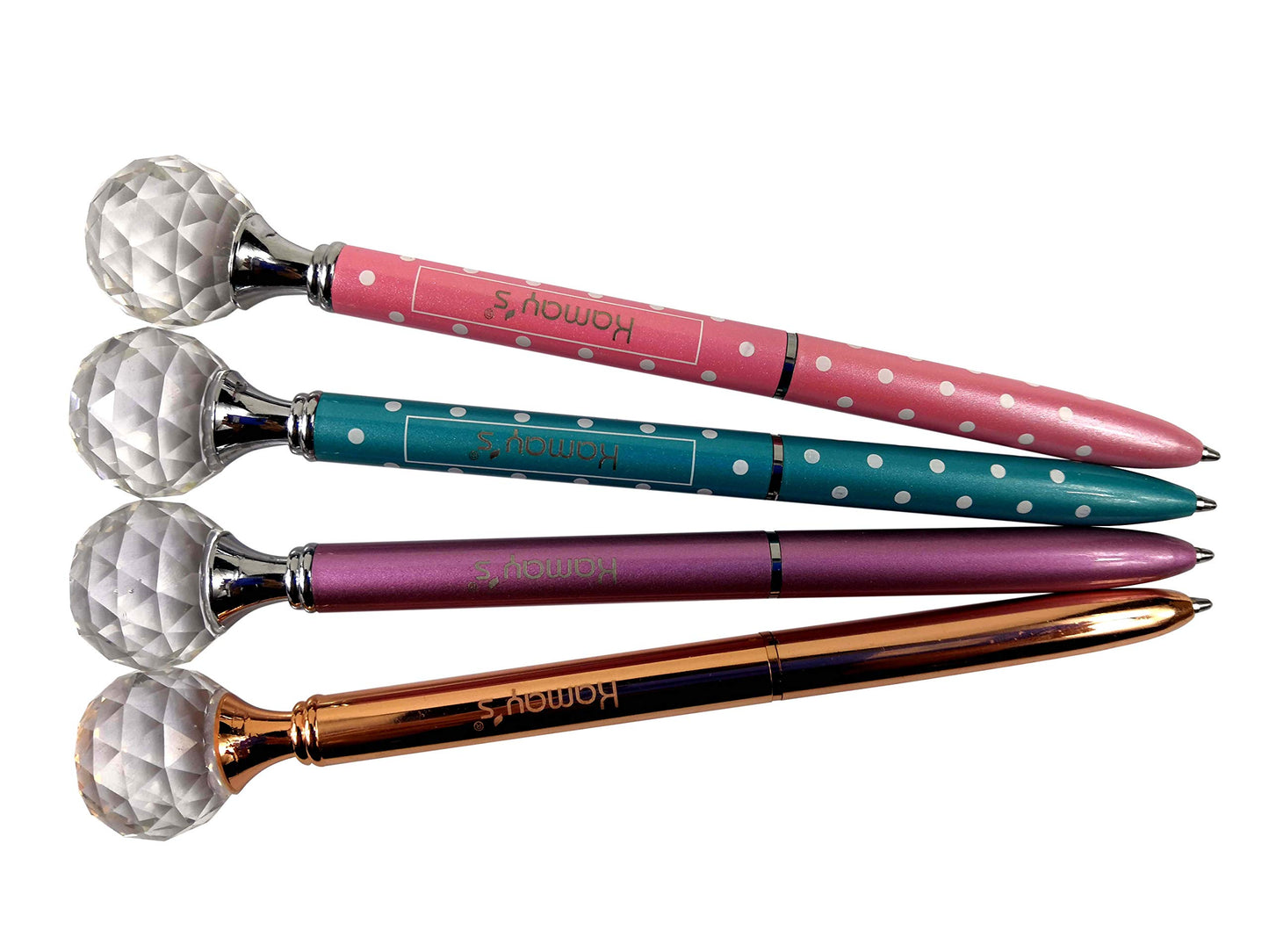 Kamay's 4PCS Crystal Ball Diamond Pen Metal Ballpoint Pen with Big Crystal Diamond Funky Design