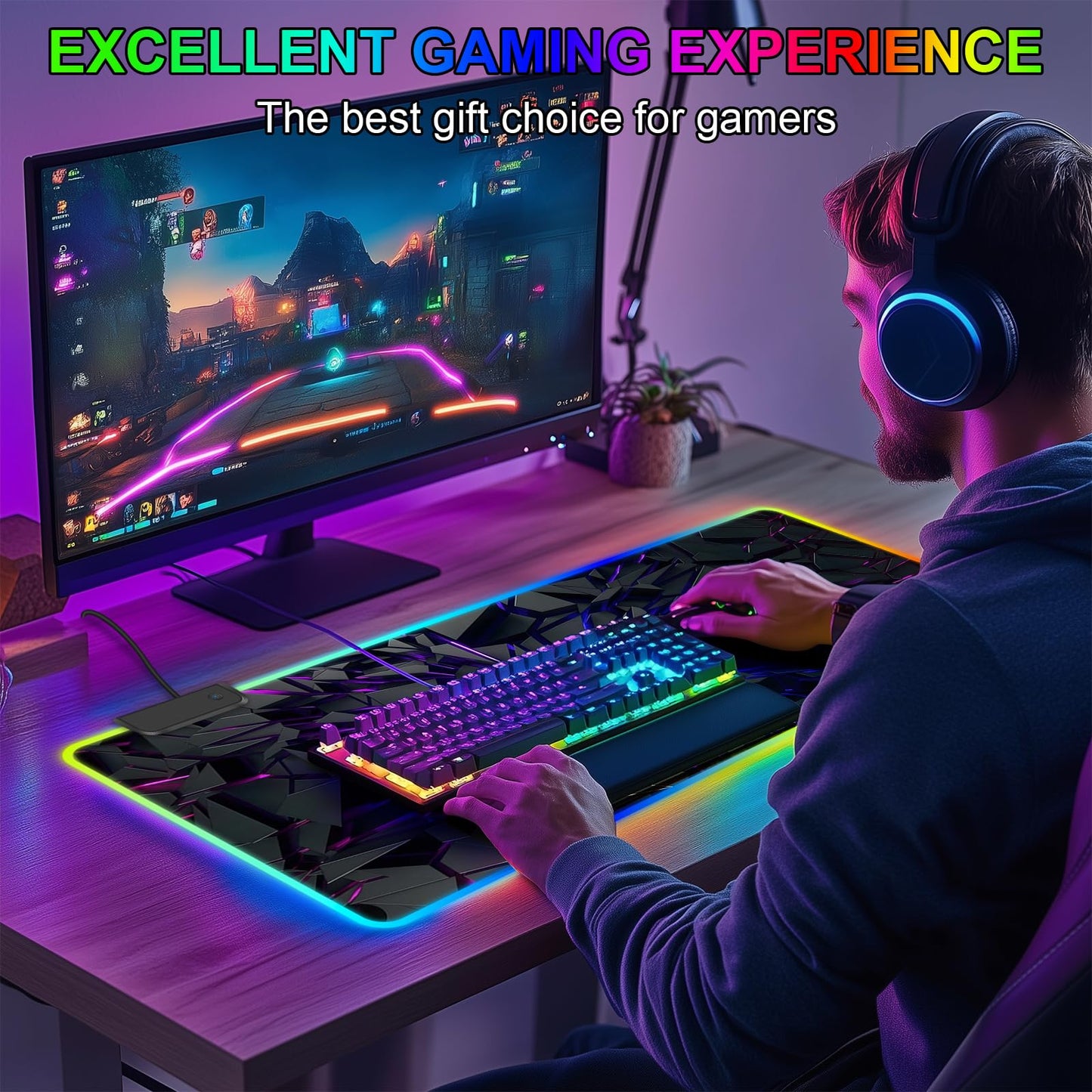 RGB Mouse Pad, Gaming Mousepad with 13 LED Light Modes