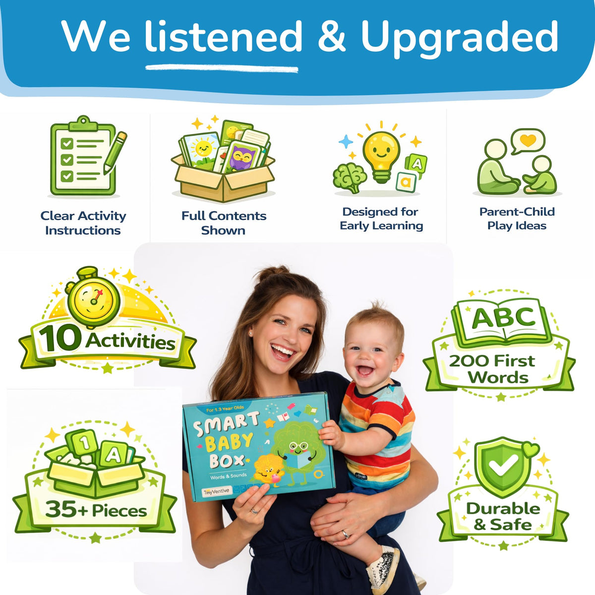 Busy Book for Toddlers 1-3, Books for 1 Year Old, Toddler Busy Book with 4 Books, 2 Sets of Flash