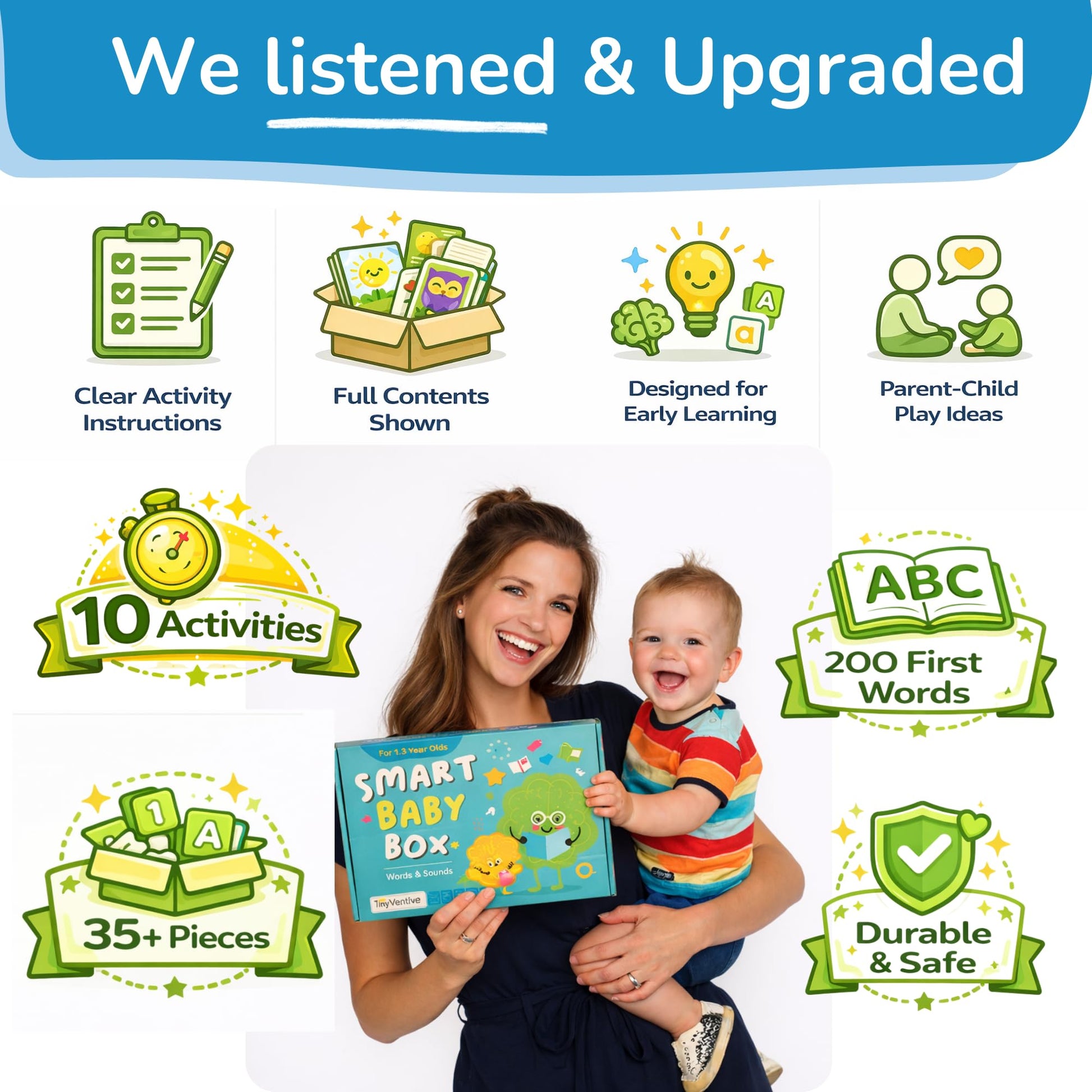 Busy Book for Toddlers 1-3, Books for 1 Year Old, Toddler Busy Book with 4 Books, 2 Sets of Flash