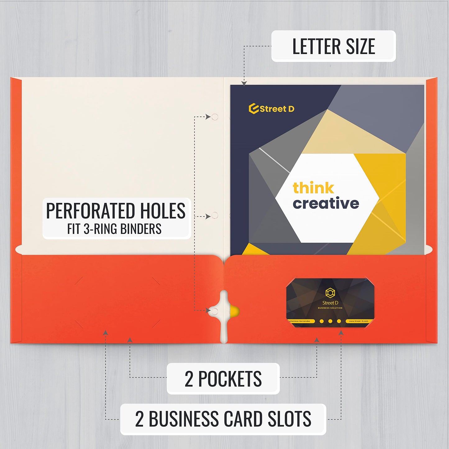 Better Office Products Two Pocket Portfolio Folders, 50-Pack, Orange, Letter Size Paper Folders, 50
