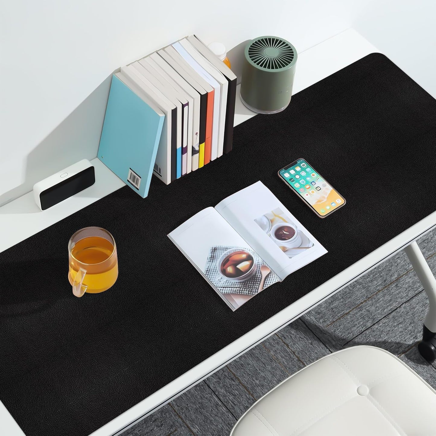 Meetcolor Leather Desk Pad Mat, Large Black Desk Mat, 47.2" x 16.9"