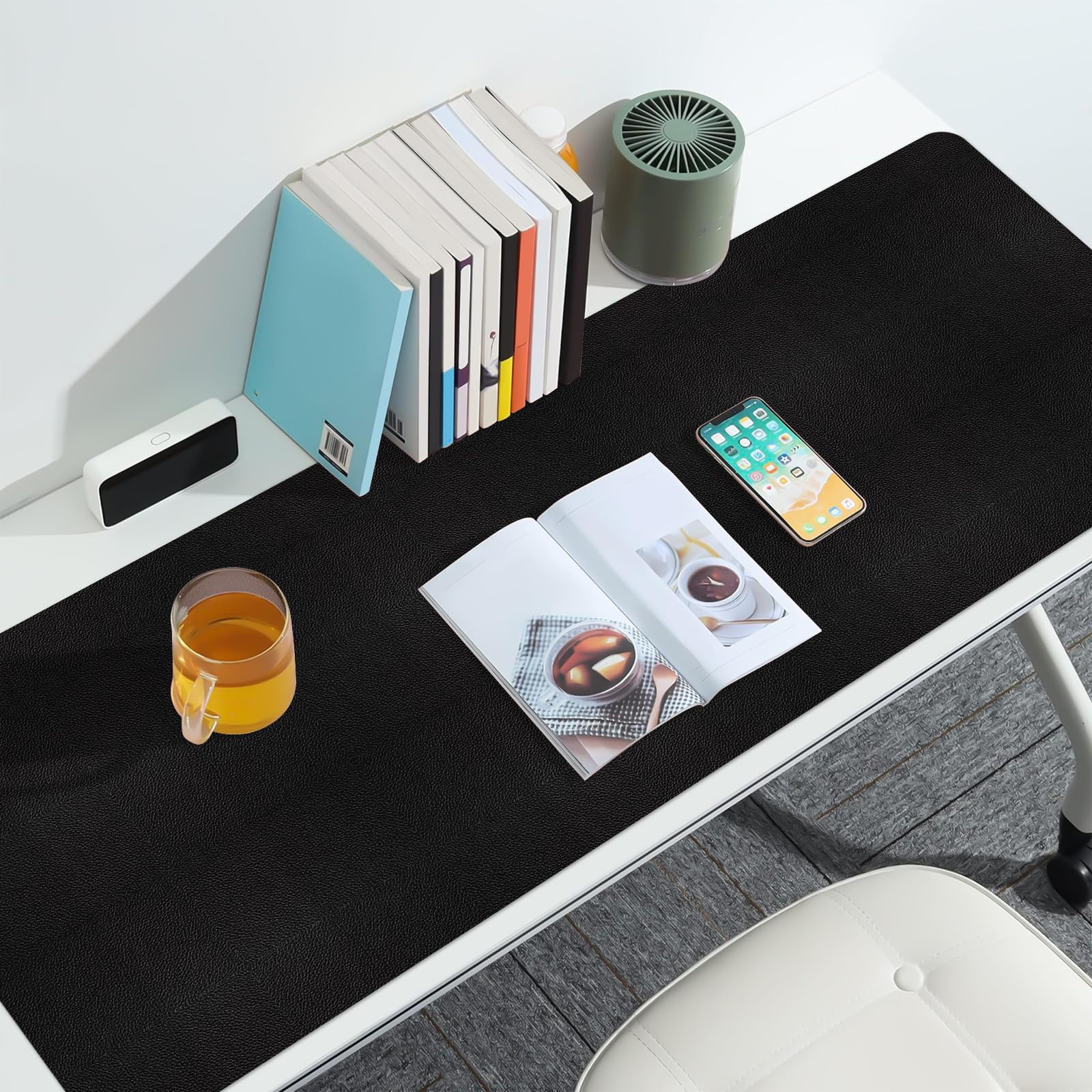 Meetcolor Leather Desk Pad Mat, Large Black Desk Mat, 47.2" x 16.9"