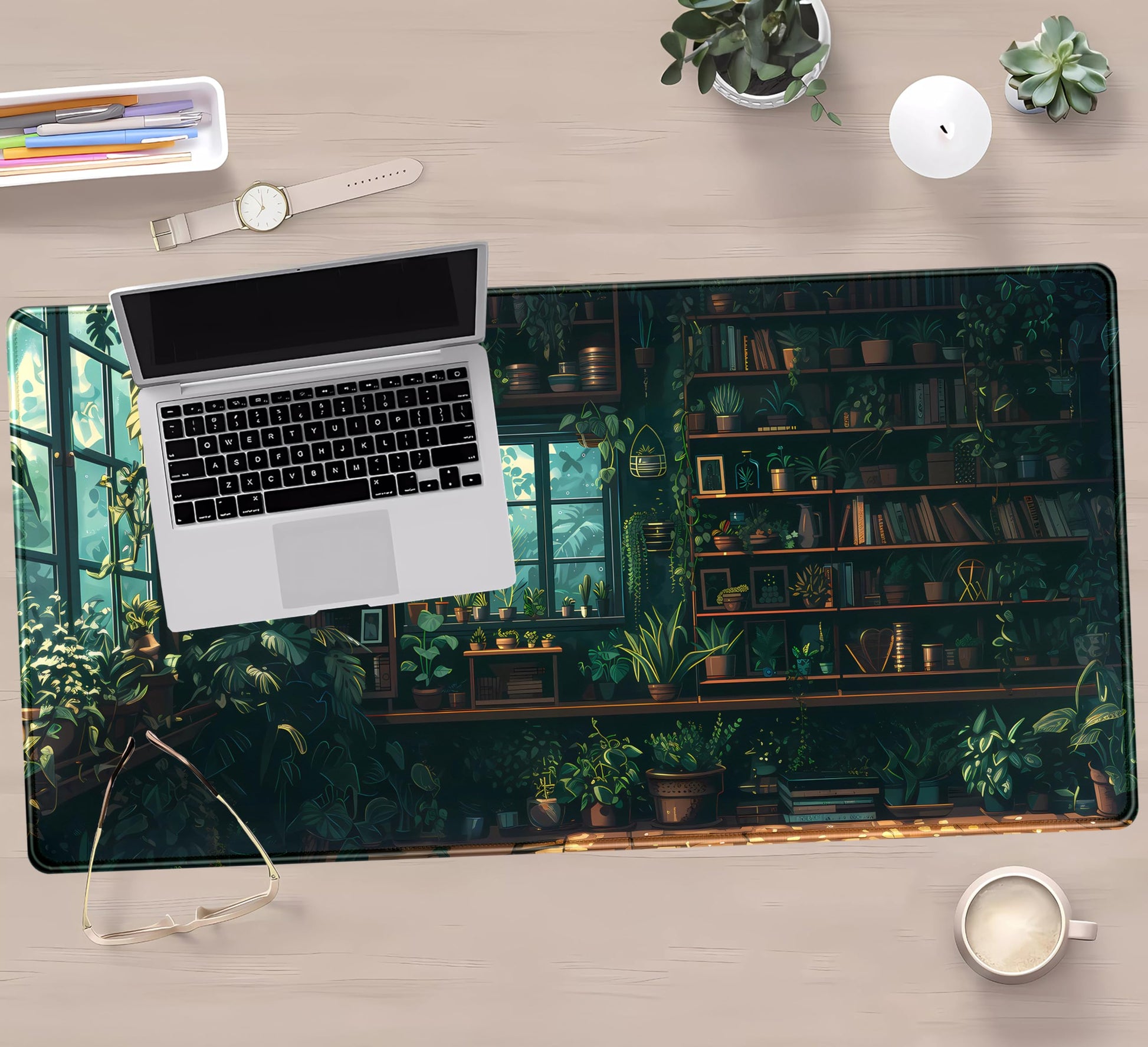 Green Plant Desk Pad Gaming Pad Extra Large Desk Mats Full Desk Mouse Pad XXL, Desktop Mat Computer