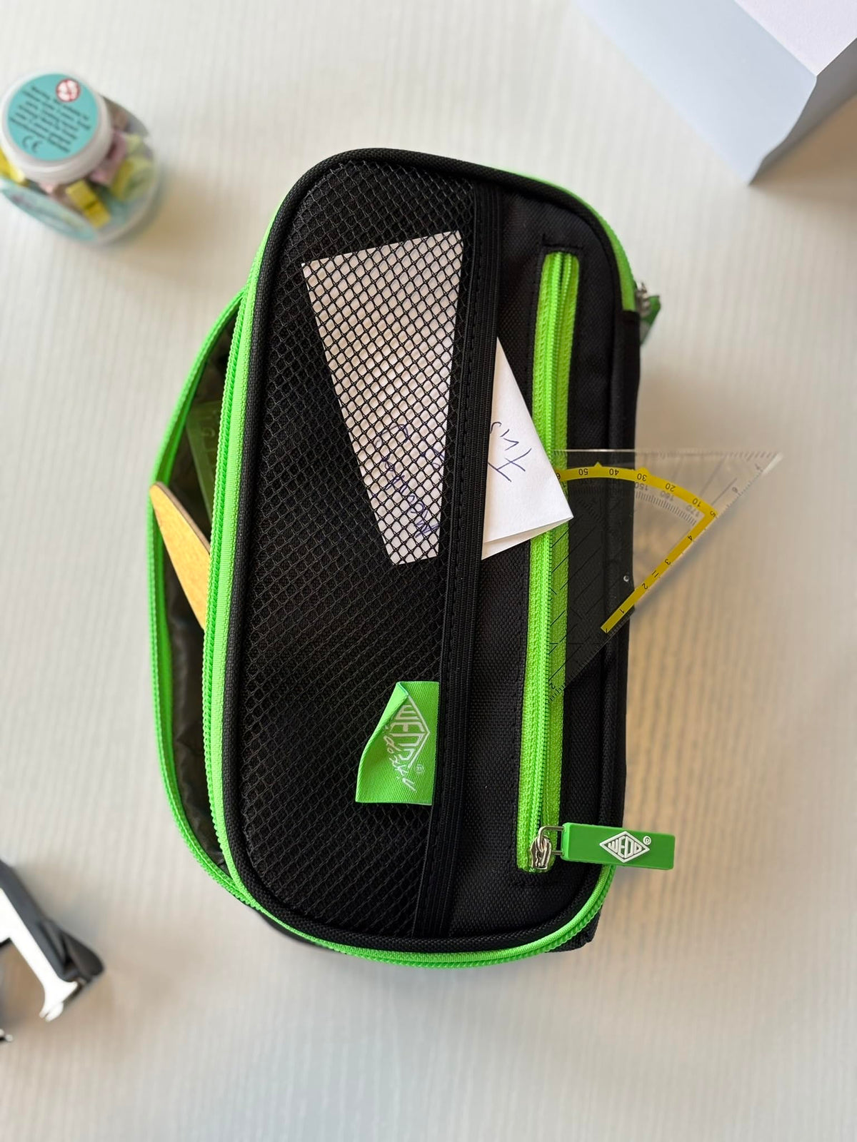 Wedo 24243011 Pencil Case with Inner Flap - Black/Green