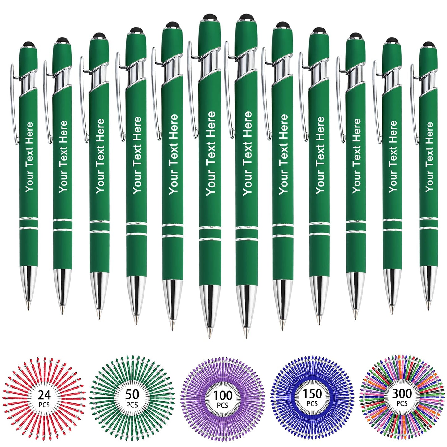 Hapelf Up to 500 Bulk Personalized Pens Custom Engraved Ballpoint Pen with Stylus Tip Retractable
