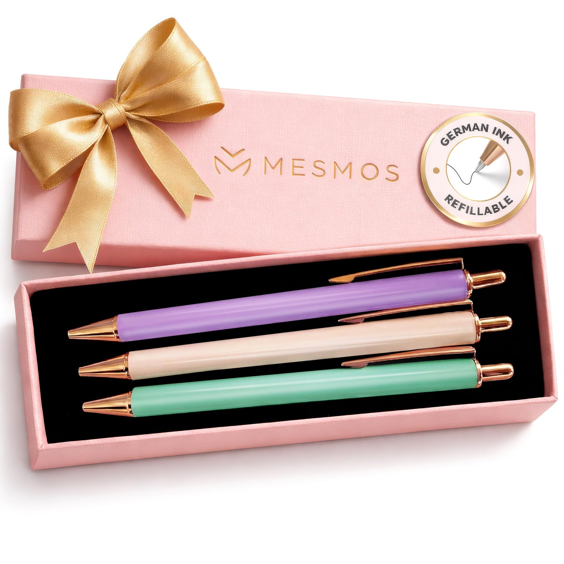 MESMOS 3pc Fancy Pen Set, Cute Nice Journaling Fun Pens for Women, Aesthetic Journaling Luxury
