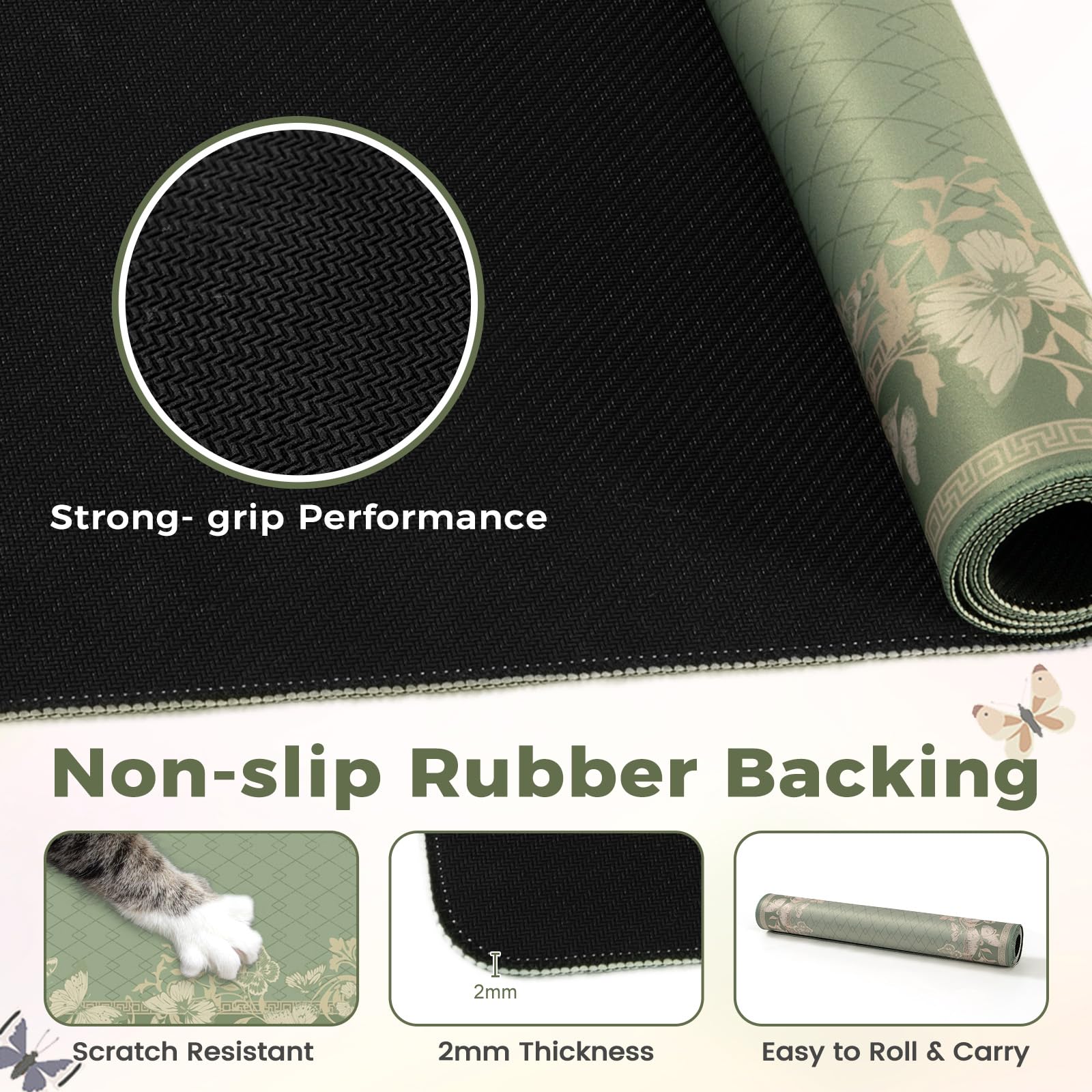 HAOCOO Light Green Desk Pad, Cute Computer Mat for Office Desk Decor