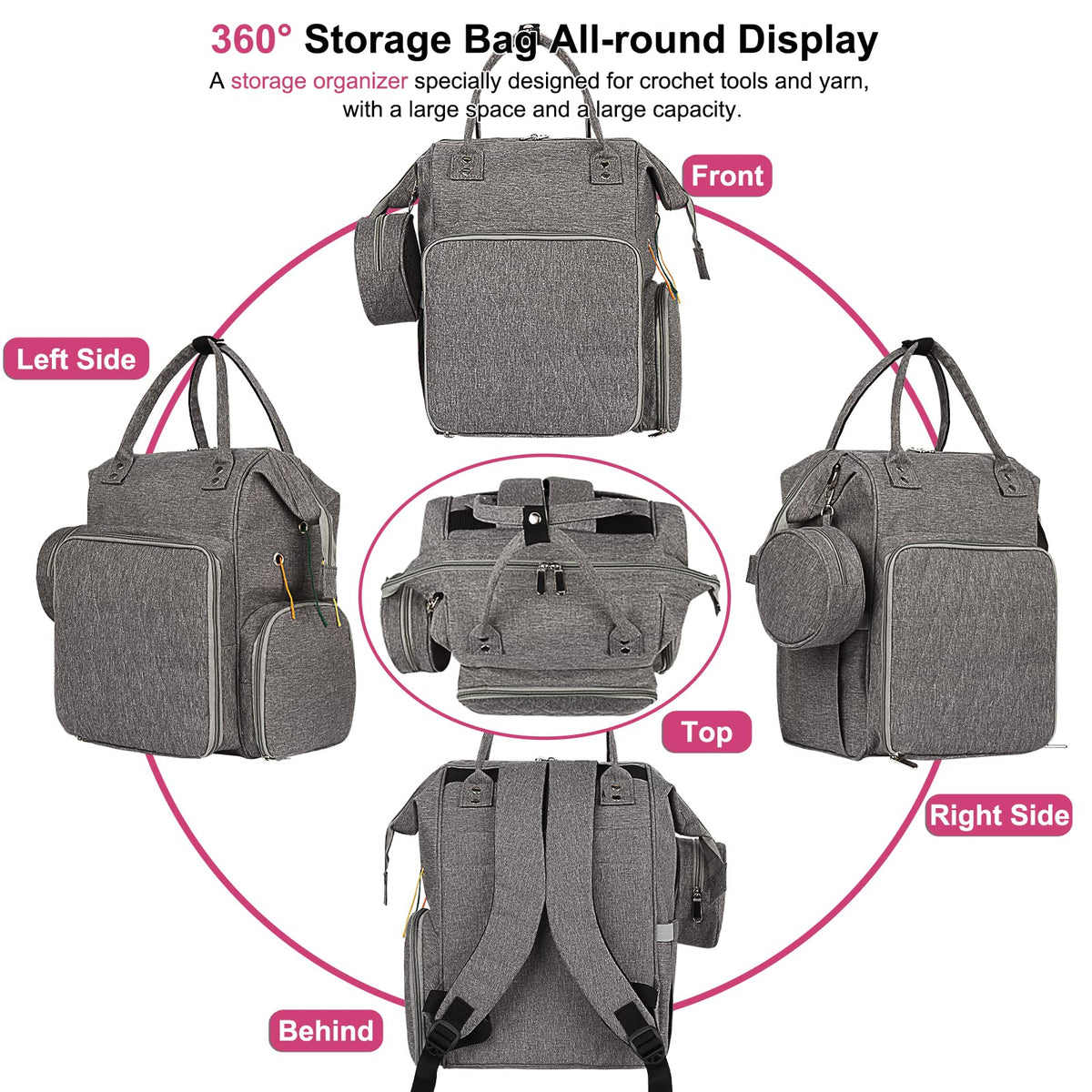 Coopay Huge Crochet Bag, Travel Knitting Bag Yarn Storage Knitting Tote Bag