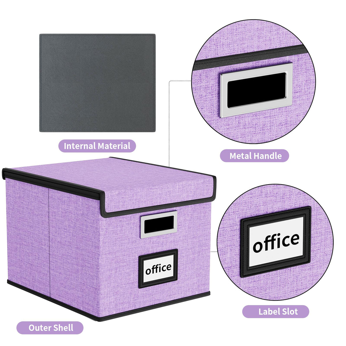 Huolewa File Organizer Box with Lids, Collapsible File Folder Organizer