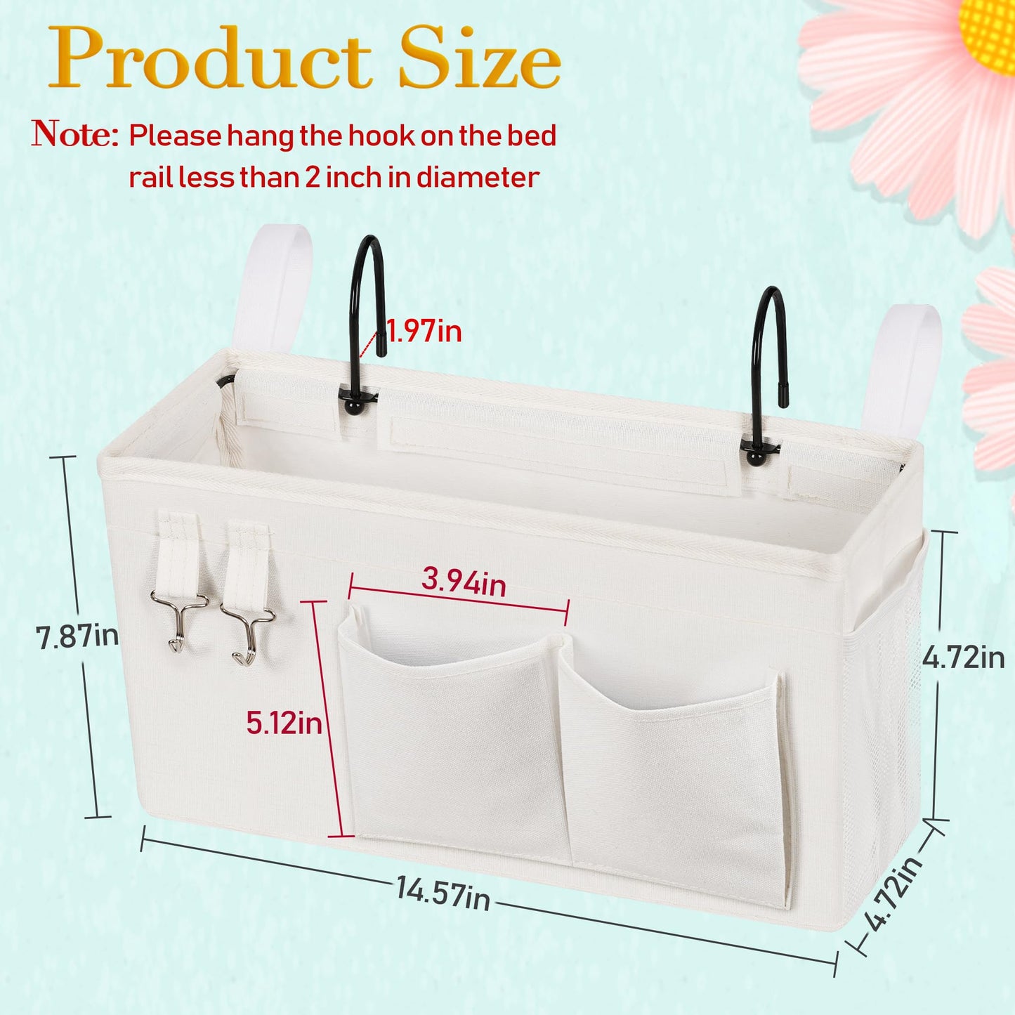 Ozzptuu Bedside Caddy Bedside Storage Bag for Headboards/Bunk Bed