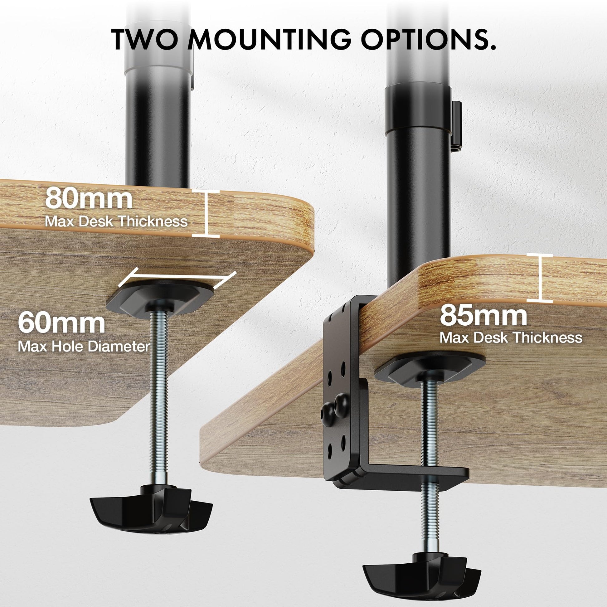VonHaus Dual Monitor Mount for 13-32” Screens - Double Arm Desk Stand Bracket with Clamp