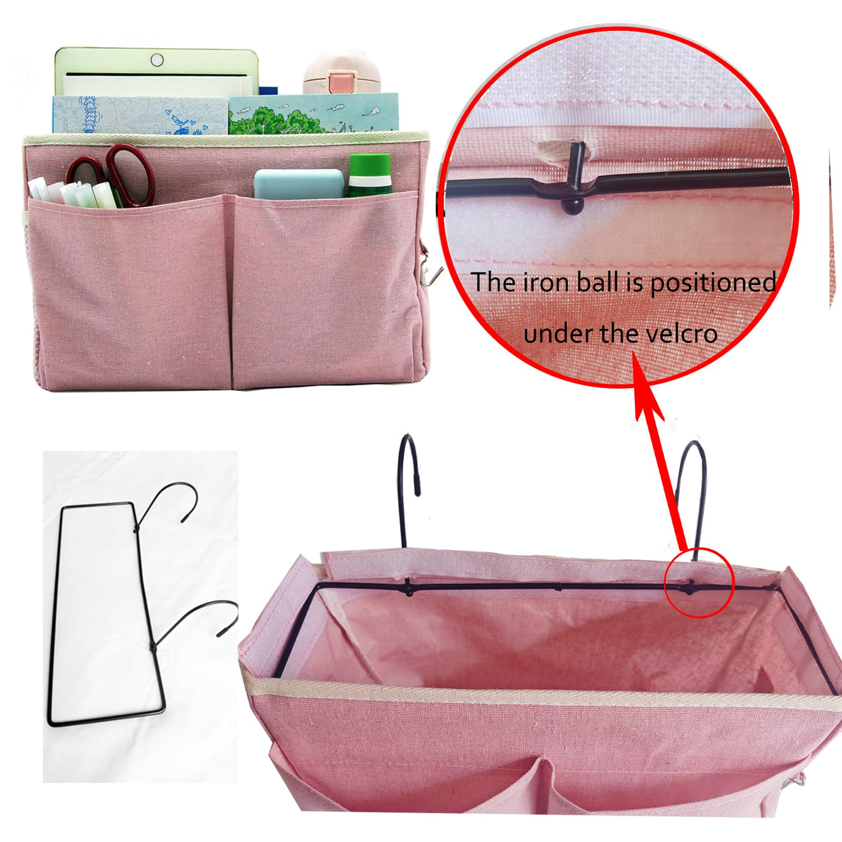 Someteth 2-Pack Bedside Caddy Bedside Hanging Storage Basket Multi-Function Organizer Caddy for