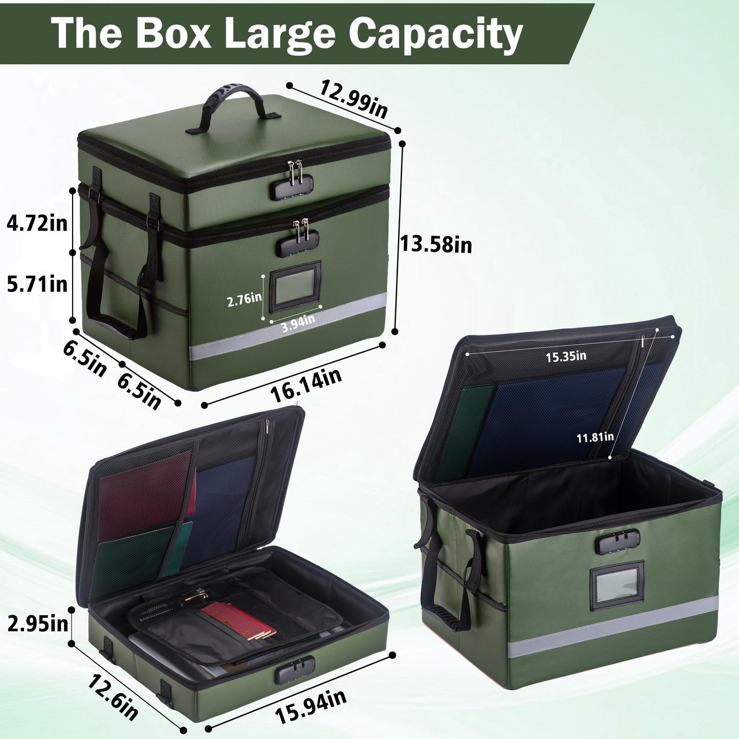 EXLIFBAG Fireproof File Organizer with Lock, 2 Layer