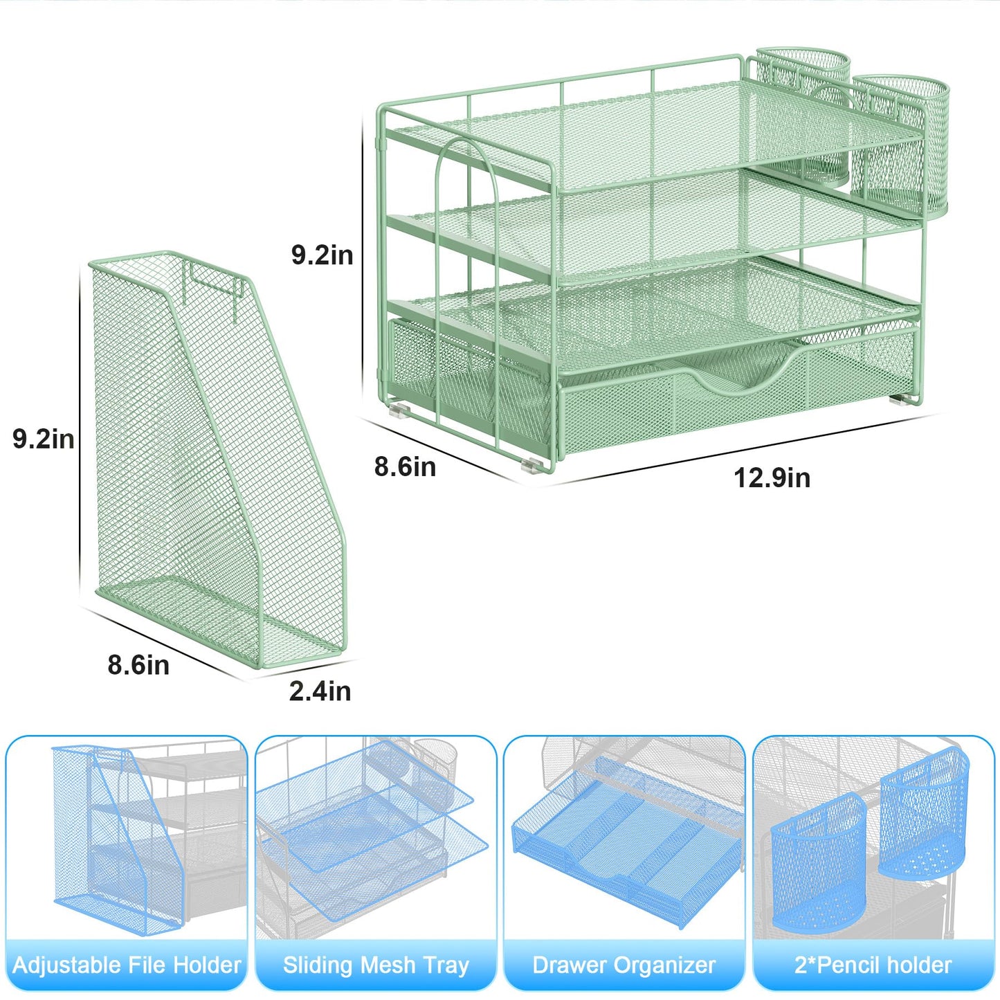 gianotter 4-Tier Desk Organizer with Drawers, File Holders, Letter Trays and Pen Holders