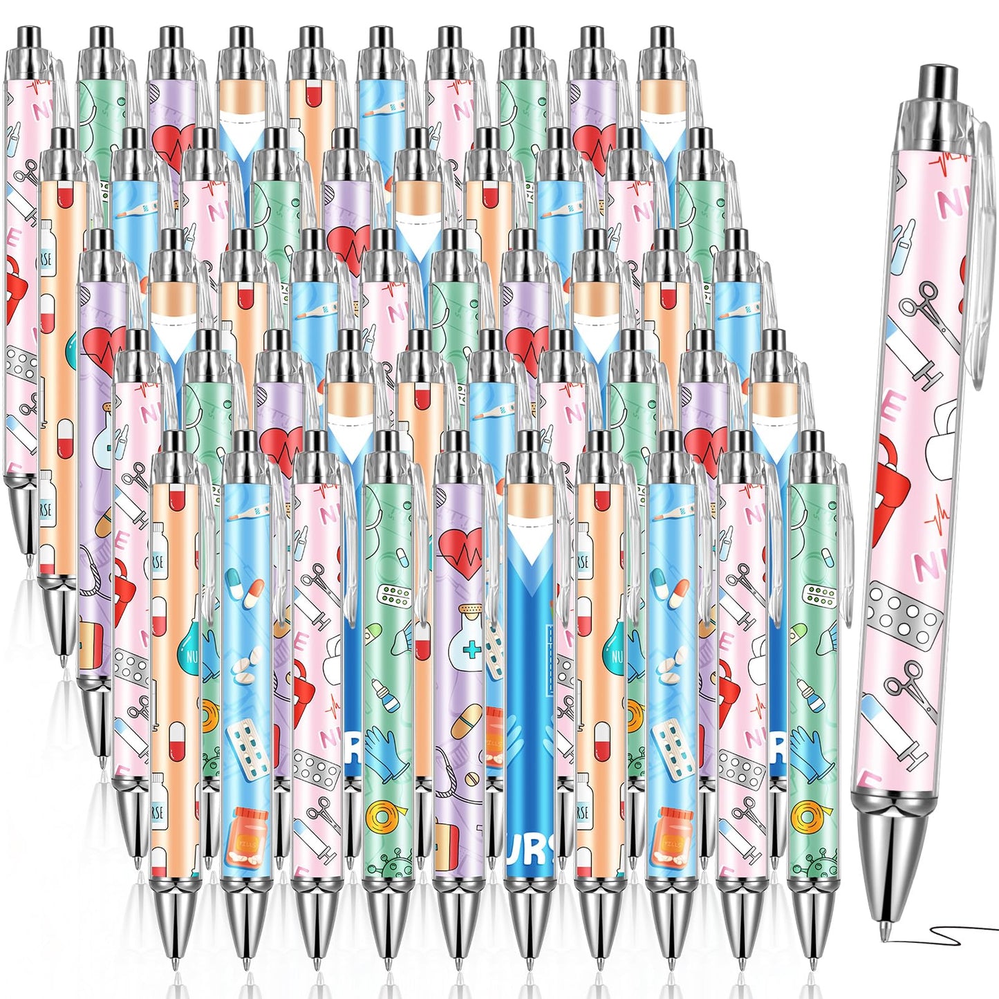 Thenshop Funny Nurse Pens Lovely Cartoon Ballpoint Black Ink Retractable Press Nursing Pen for