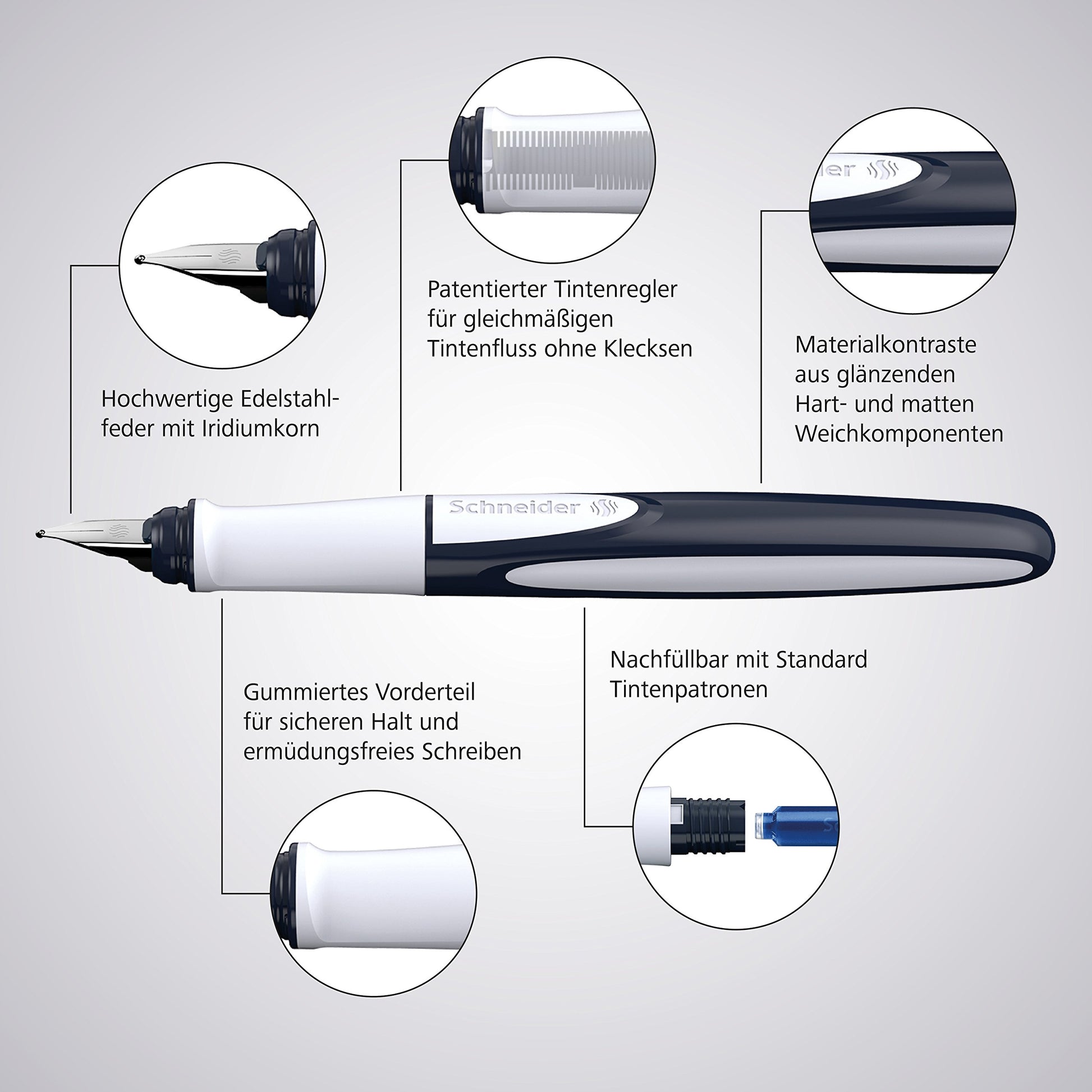 Schneider Ray fountain pen (right-handed, incl. Standard ink cartridge royal blue) boysenberry