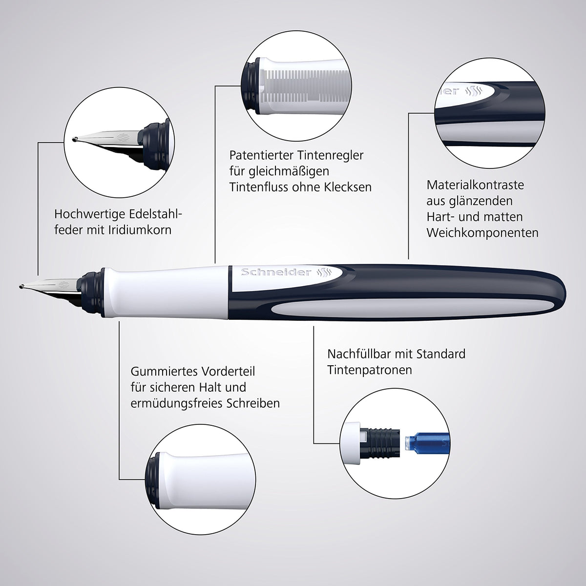 Schneider Ray fountain pen (right-handed, incl. Standard ink cartridge royal blue) lavender